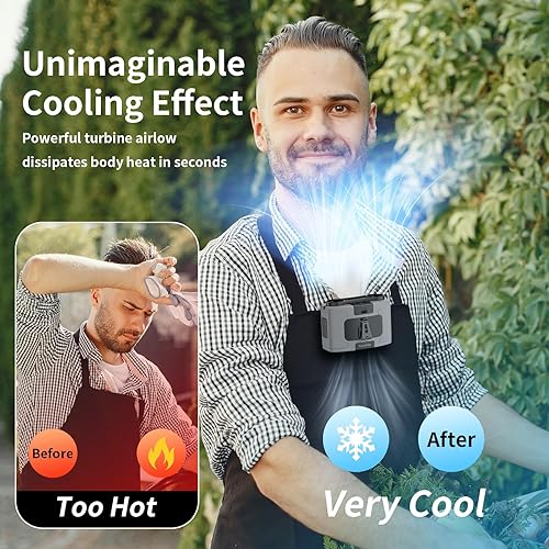 Miniatura 8 de Socool - Ventilador de cintura portátil de 10000 mAh con clip en el cinturón portátil, ventiladores personales funciona con batería, enfriamiento de