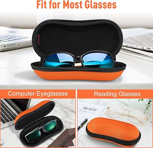 Miniatura 4 de Fintie Funda para lentes de sol, carcasa de EVA dura, a prueba de golpes, con mosquetón de metal, funda para lentes de viaje con cremallera