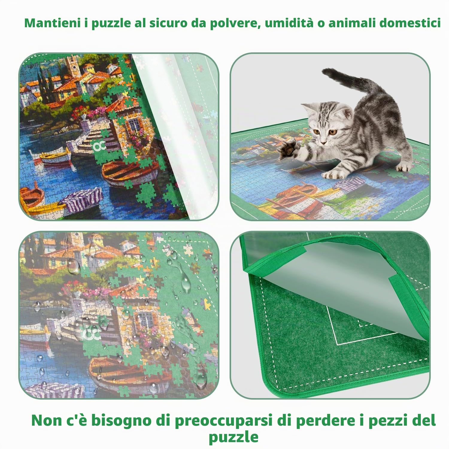MOZOOSON Tappeto puzzle, Tavole per Puzzle 1000 Pezzi, Jigsaw Board, Tappetino Puzzle 32 x 22in, Tappetini Puzzle, Riporre i Puzzle con 6 Vassoi + 1 Coperchio Antipolvere