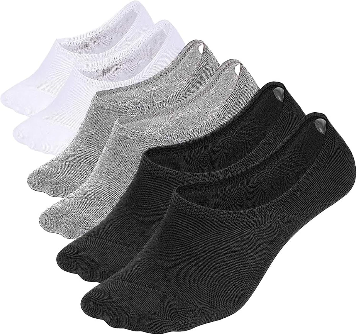 6 Pairs mens ultra low cut socks - no show liners - cotton non-slip sock - free size EU 40 to 44