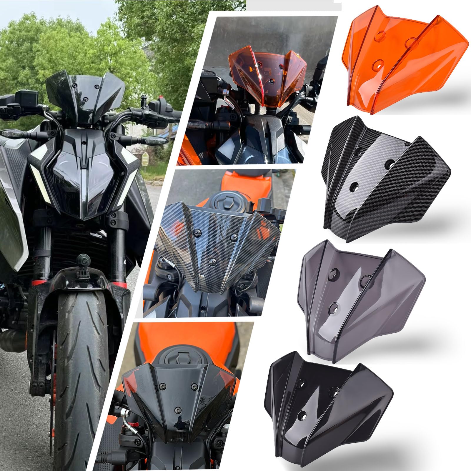 Parabrezza per moto Parabrezza Deflettore antivento Parabrezza Visiera Visiera Replacement for K&T&M DUKE 125 DUKE 250 DUKE 390 2024 2025 Accessori per modifiche (Fumo nero)