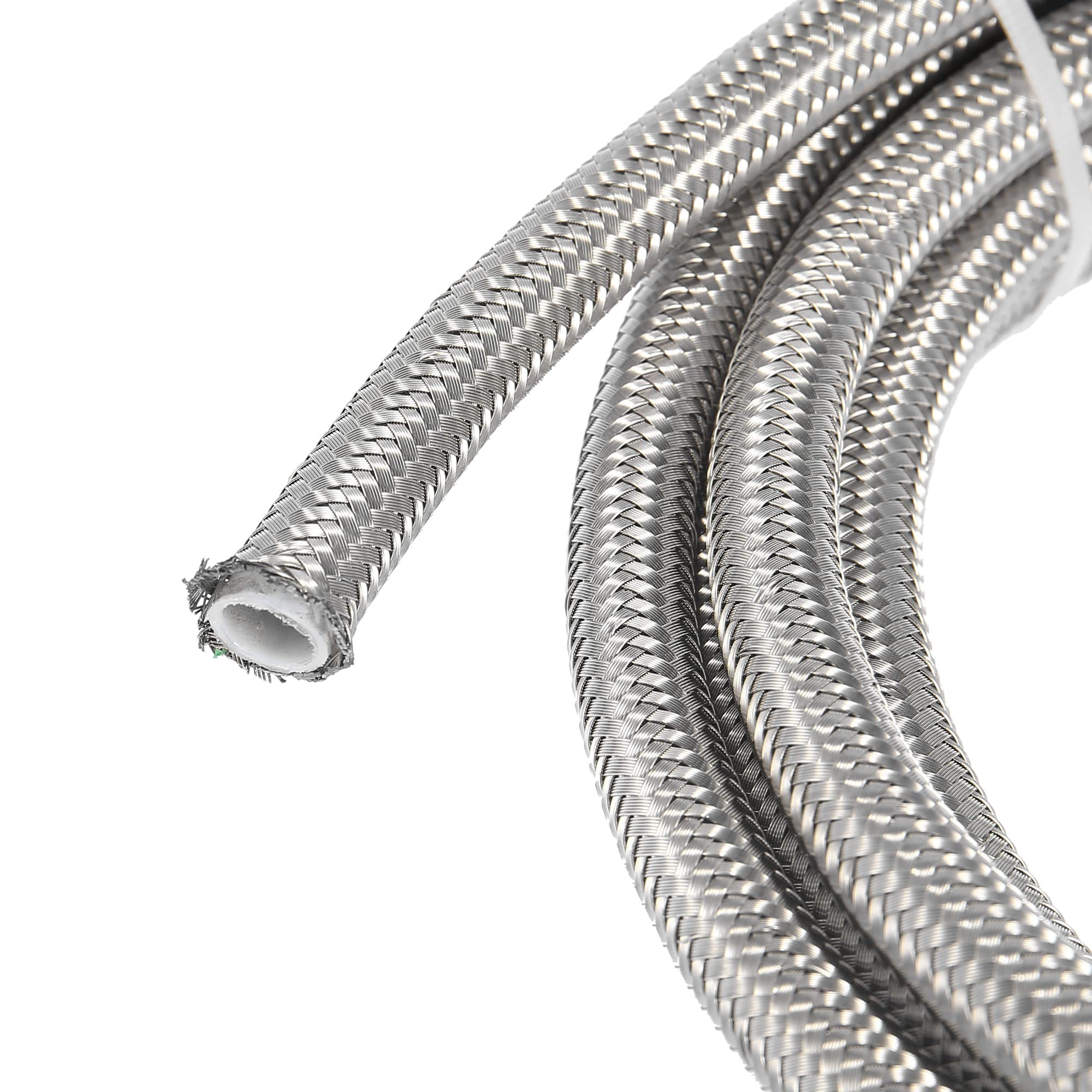 X AUTOHAUX Öl Brennstoff Gasleitung Schlauch AN6 1pc Für Auto Hochdruck | PTFE, Edelstahl, Silberton, 300cm, Öl, Bremsflüssigkeit, Arbeitsdruck 3000 PSI, Für Schiffsmotoren, Rennwagen, Fahrräder