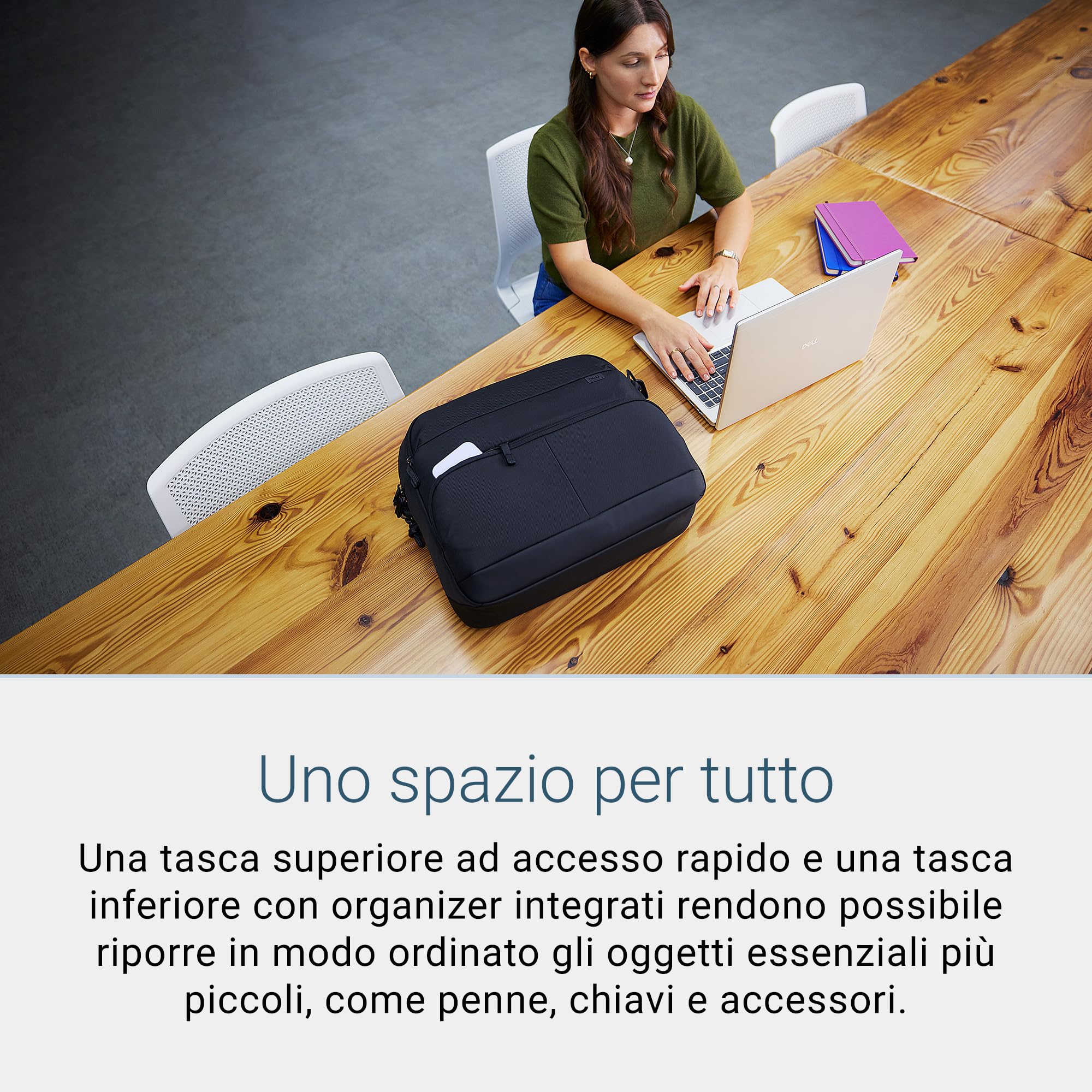 Dell Pro EcoLoop Borsa CC5626, per Notebook 14"-16", 17L, 53% Materiali Riciclati, Scomparto Imbottito, Cerniere Impermeabili, Tracolla Rimovibile, Nero