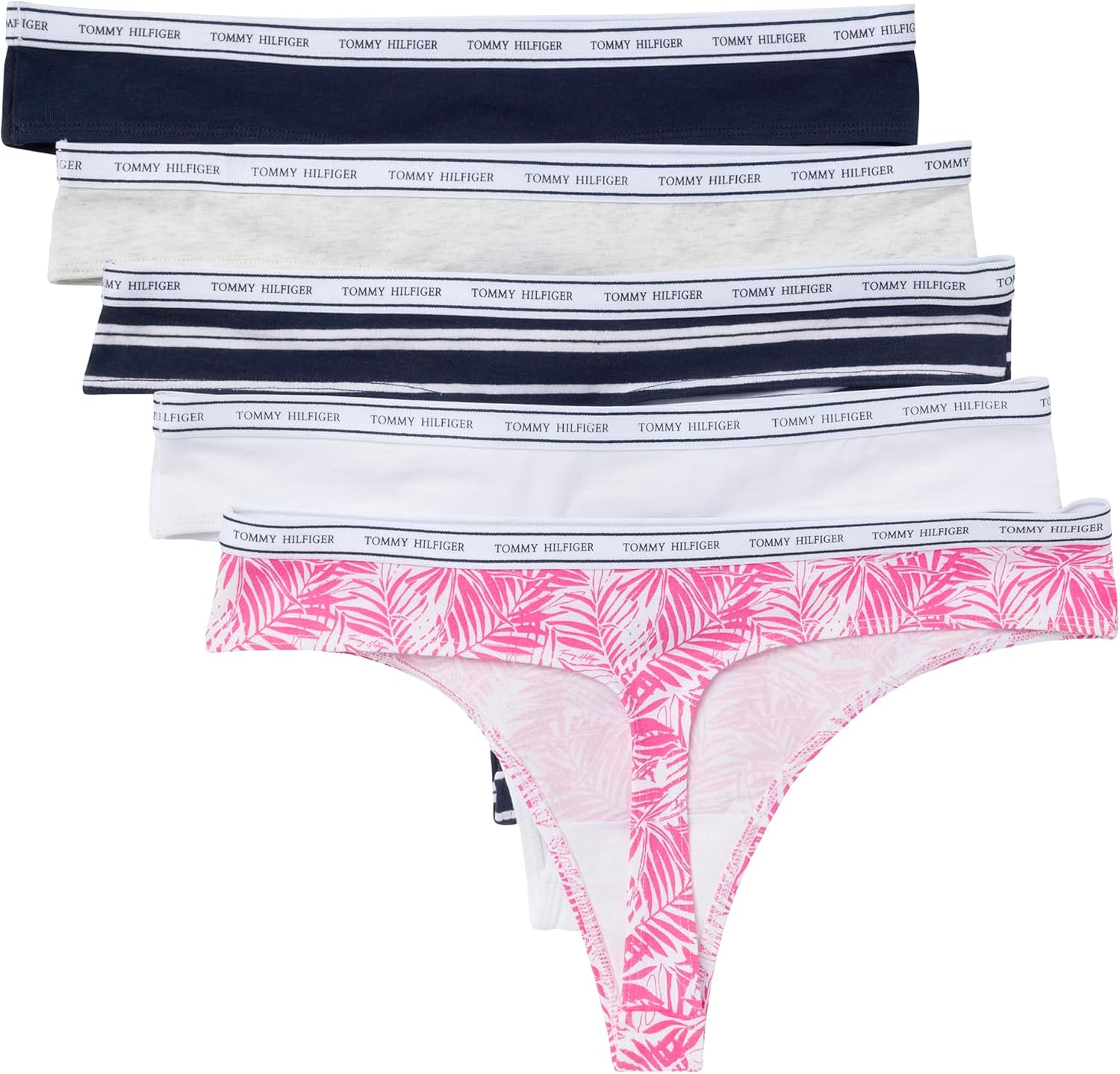 Tommy Hilfiger womens Classic Cotton Logoband Thong 5 Pack - Image 7