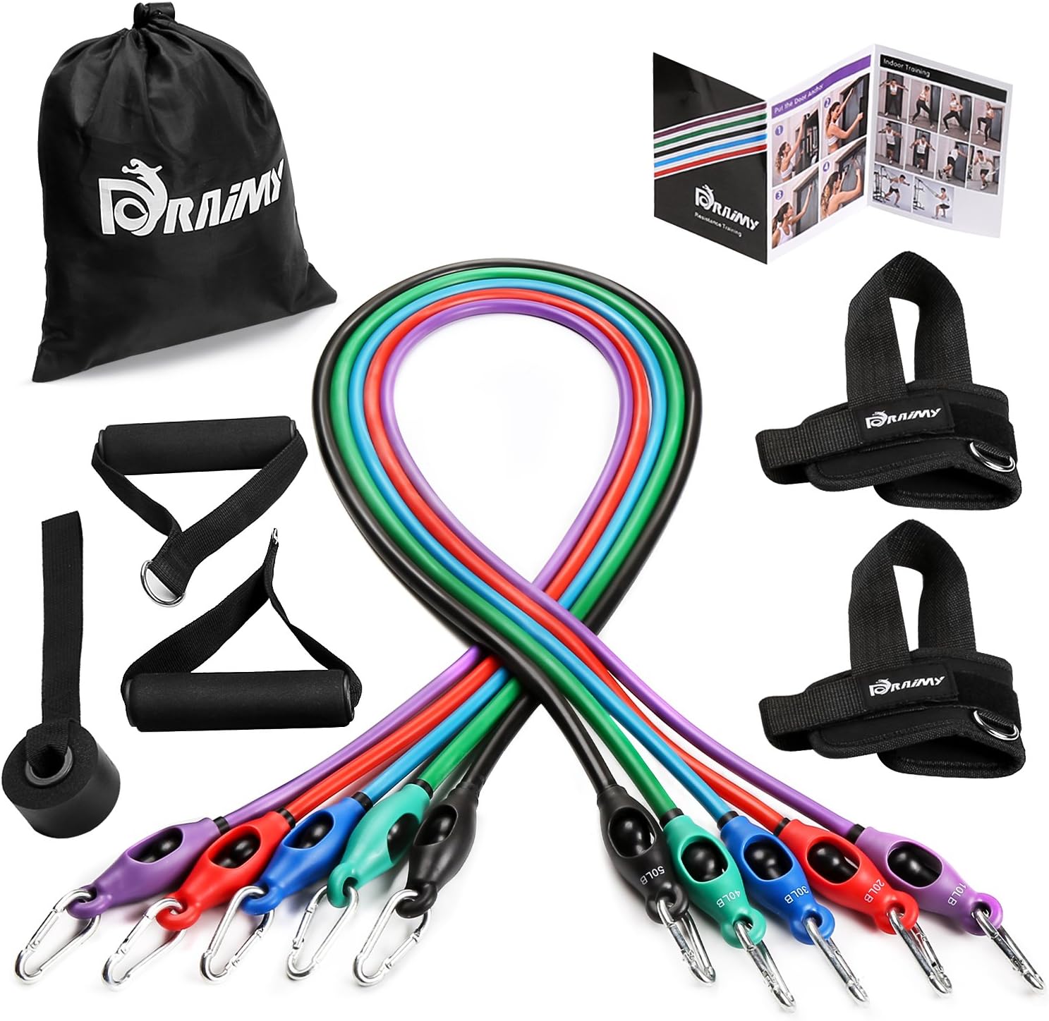Resistance Band Set, Home Workout Bands with Handles, Heavy Duty Anti-Snap Technology Exercise Bands, Door Anchor, Leg Straps, Carrying Bag for Resistance Training and Physical Therapy.