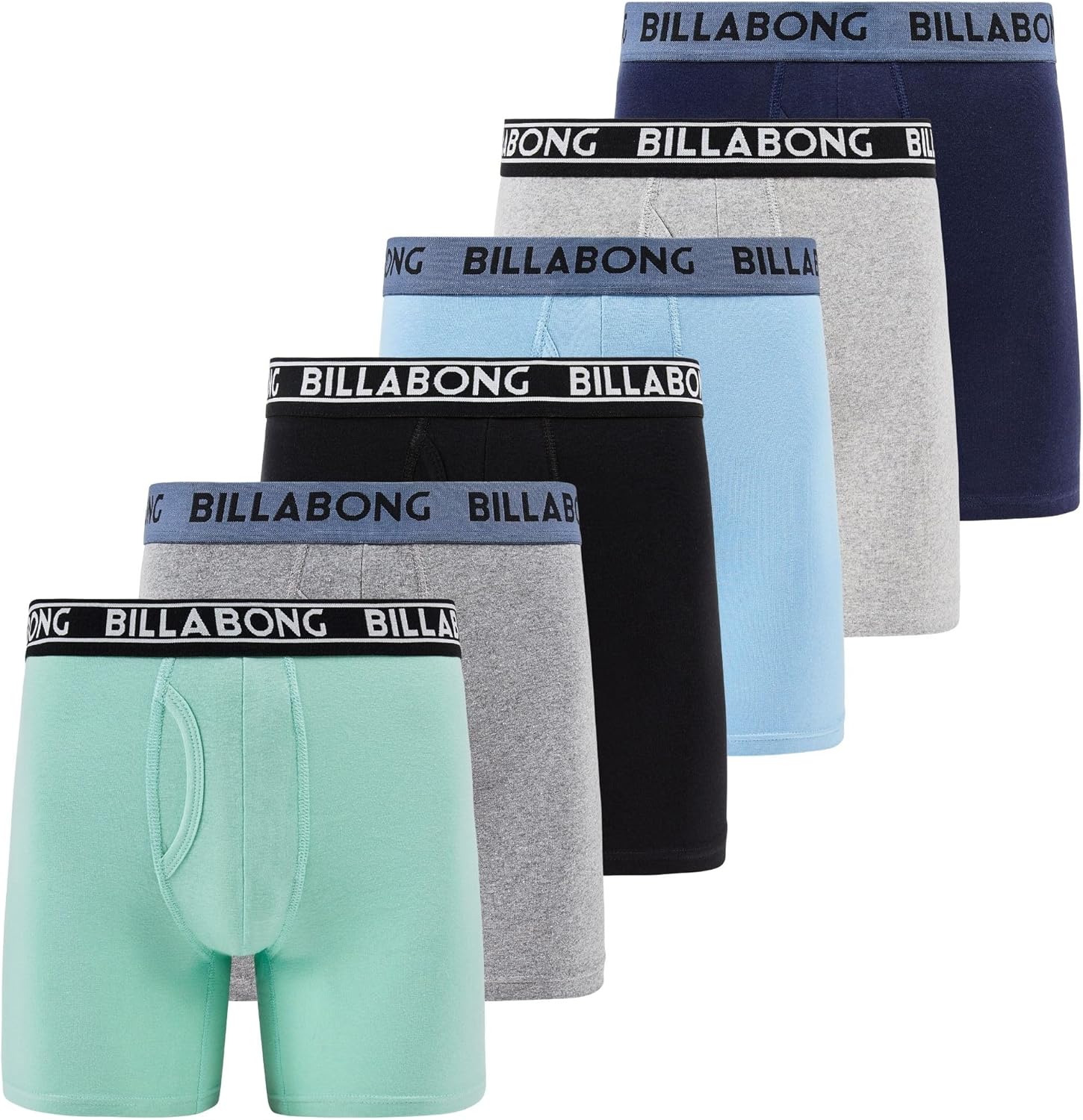 Billabong Mens Underwear 6 Pack Boxer Briefs for Men - Cotton Stretch, Tagless, Breathable
