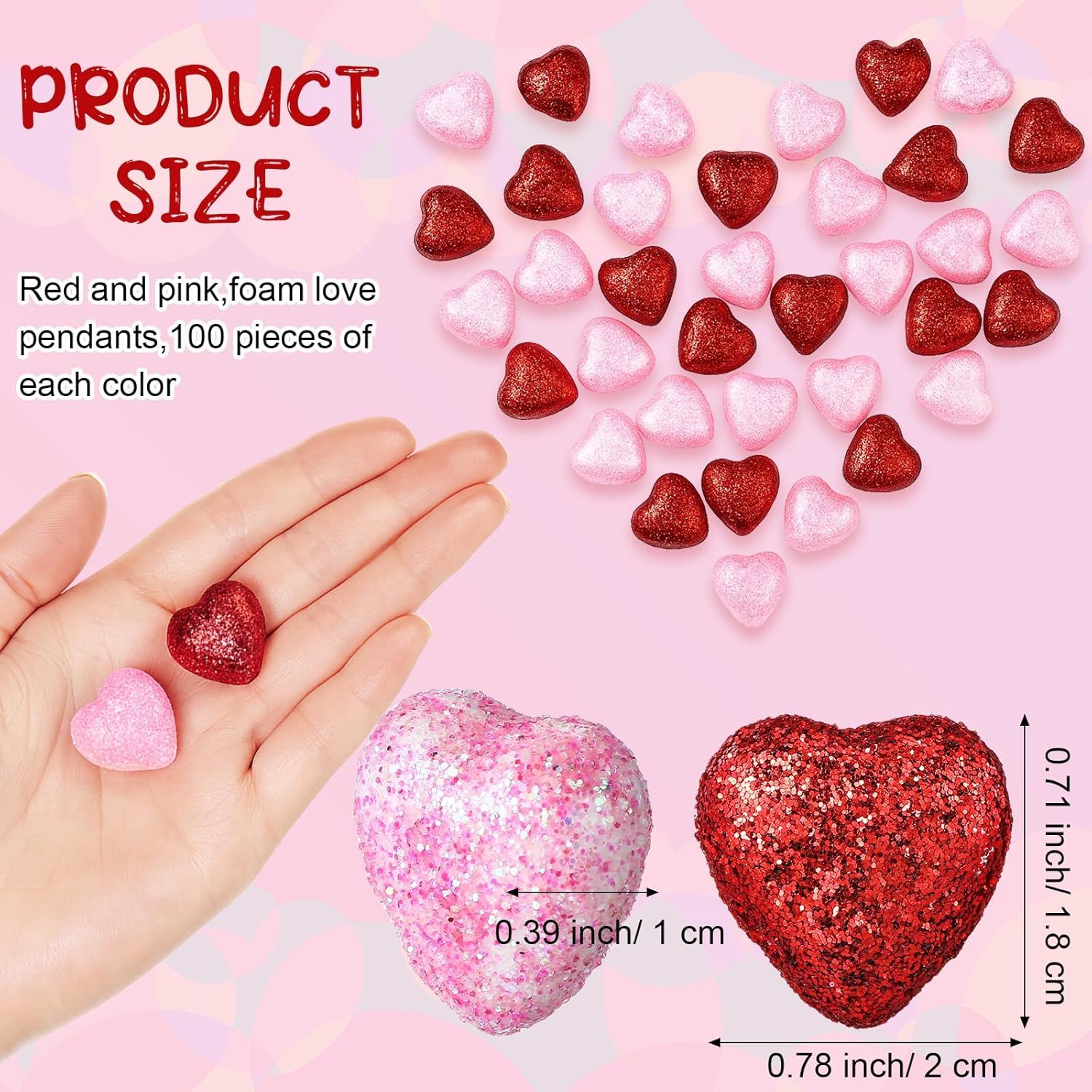 Jenaai 100 Pcs Valentines Day Hearts Vase Filler Foam for Table Decoration, Nice Vase Jar Filler, Craft Accessories for Decorating Boxes for Valentines Decor Red and Pink Color