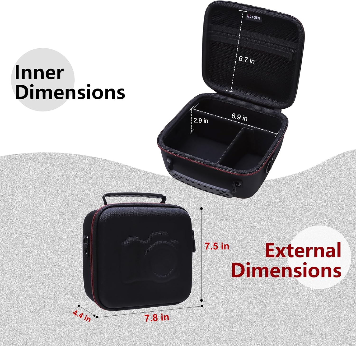 LTGEM Case Compatible with for Panasonic LUMIX FZ80D / G7 / G85 / S5IIX Point and Shoot Digital Camera, Tripod and Accessories with 2 Dividers and Shoulder Strap(Case Only)