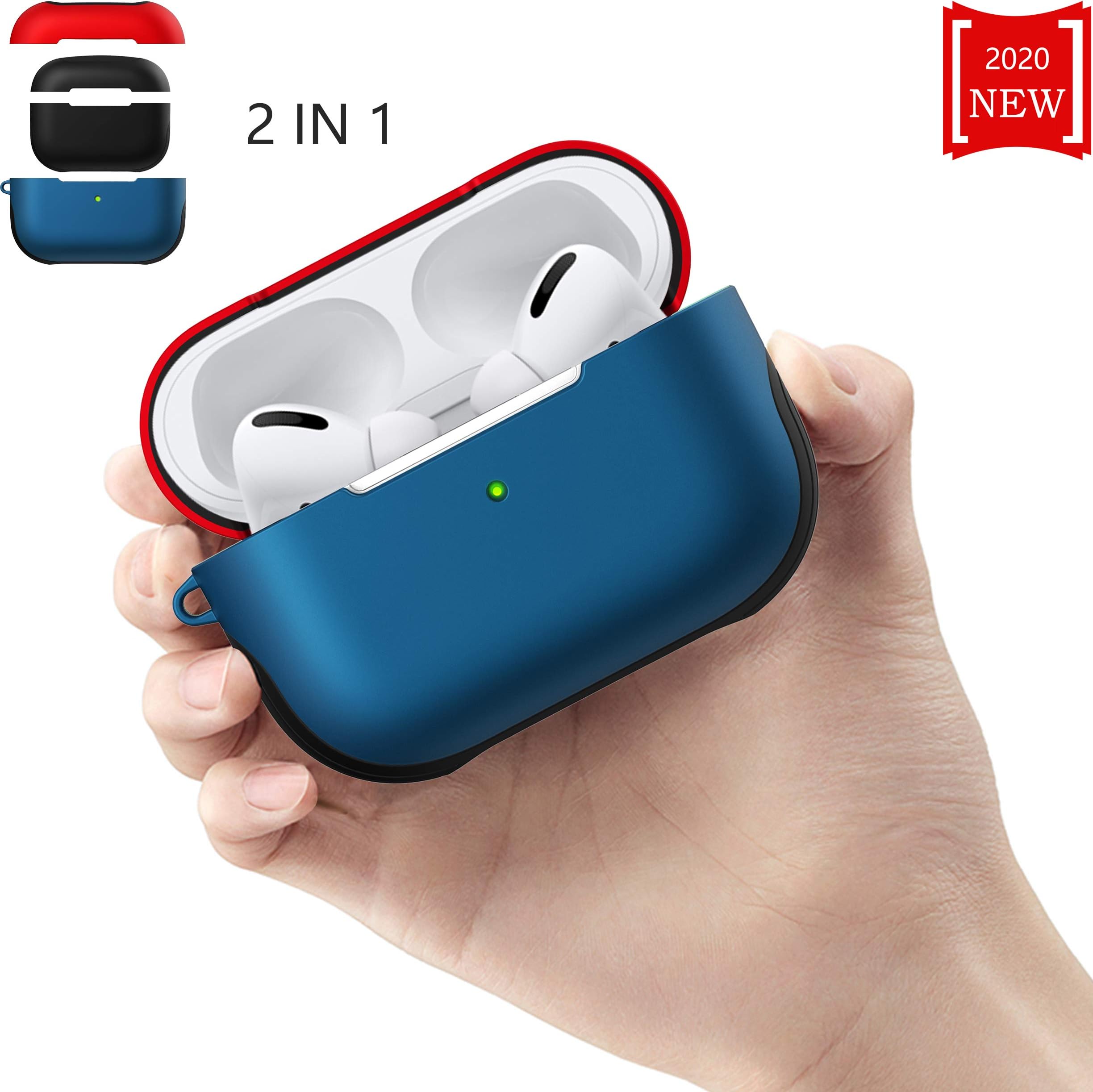 Airpods Pro Case Cover, Upgraded 2-in-1 Full Protective Shockproof Cover for AirPods 3, Headphone Cases for Apple AirPods Pro 2019 (Front LED Visible)