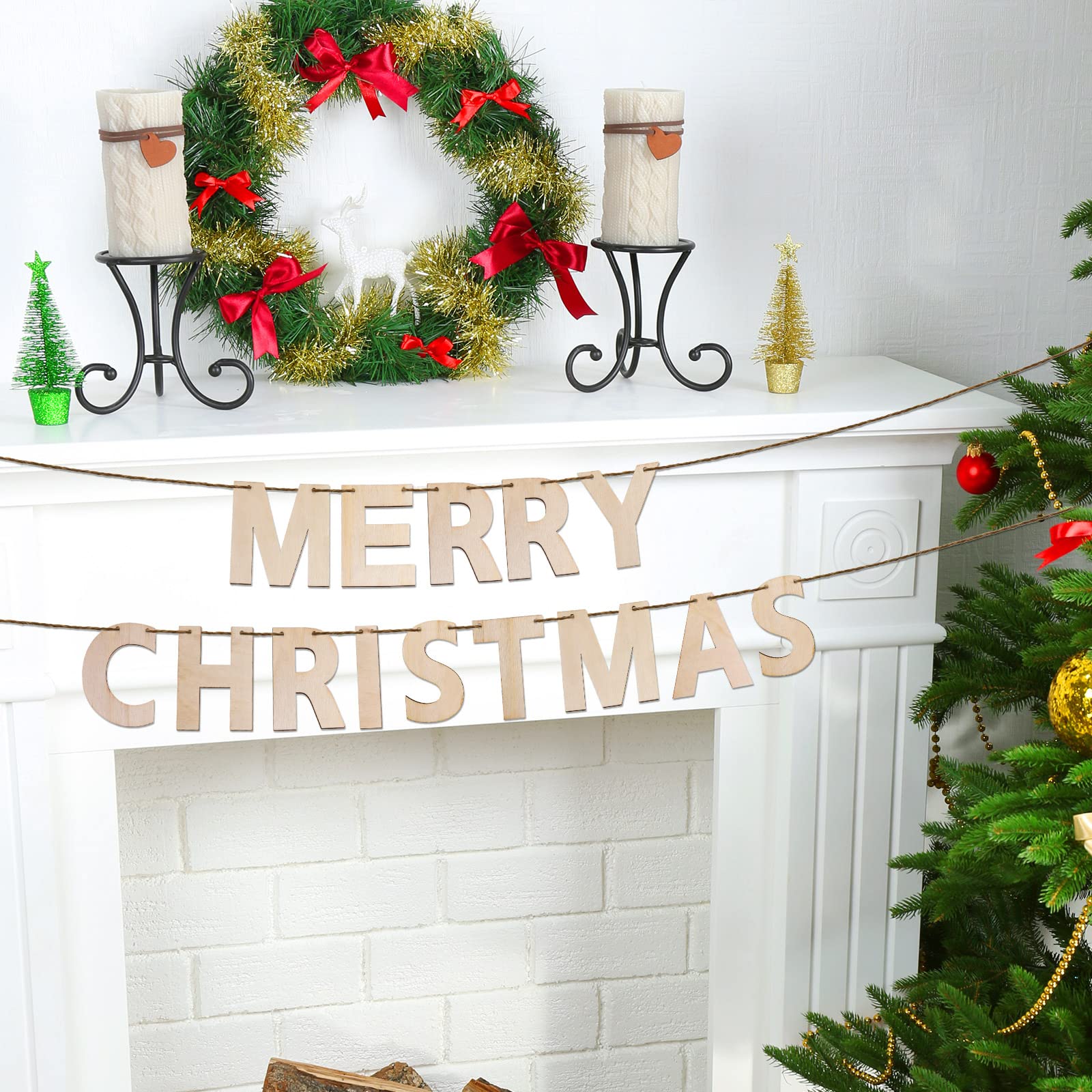 クリスマスバナー 旗 ハンギングバンティング、メリークリスマスバナー Amazon.co.jp: 木製メリークリスマスバナー 4ピース クリスマス