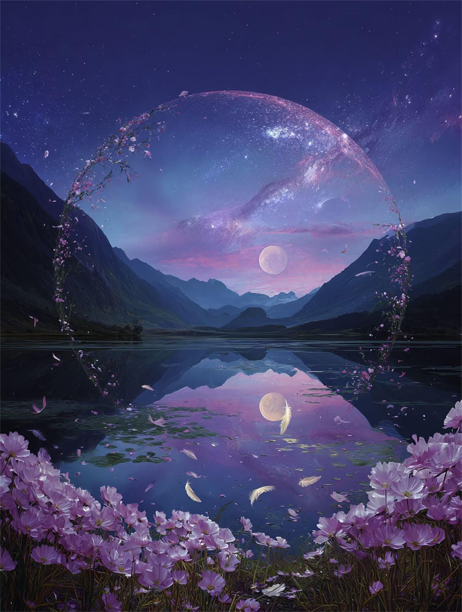 Dipingere con i Numeri Adulti Luna, Violetta Dipingere con i Numeri Bambini DIY Kit, Set Premium con Pennelli, Decorazione Casa & Creativo Regalo di Compleanno, Attività di Tempo libero 90x120cm z-479