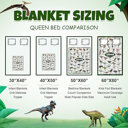 Miniatura 3 de Manta personalizada de dinosaurio para niños, mantas de regalo de dinosaurios jurásicos para niños, manta personalizada con nombre, manta de