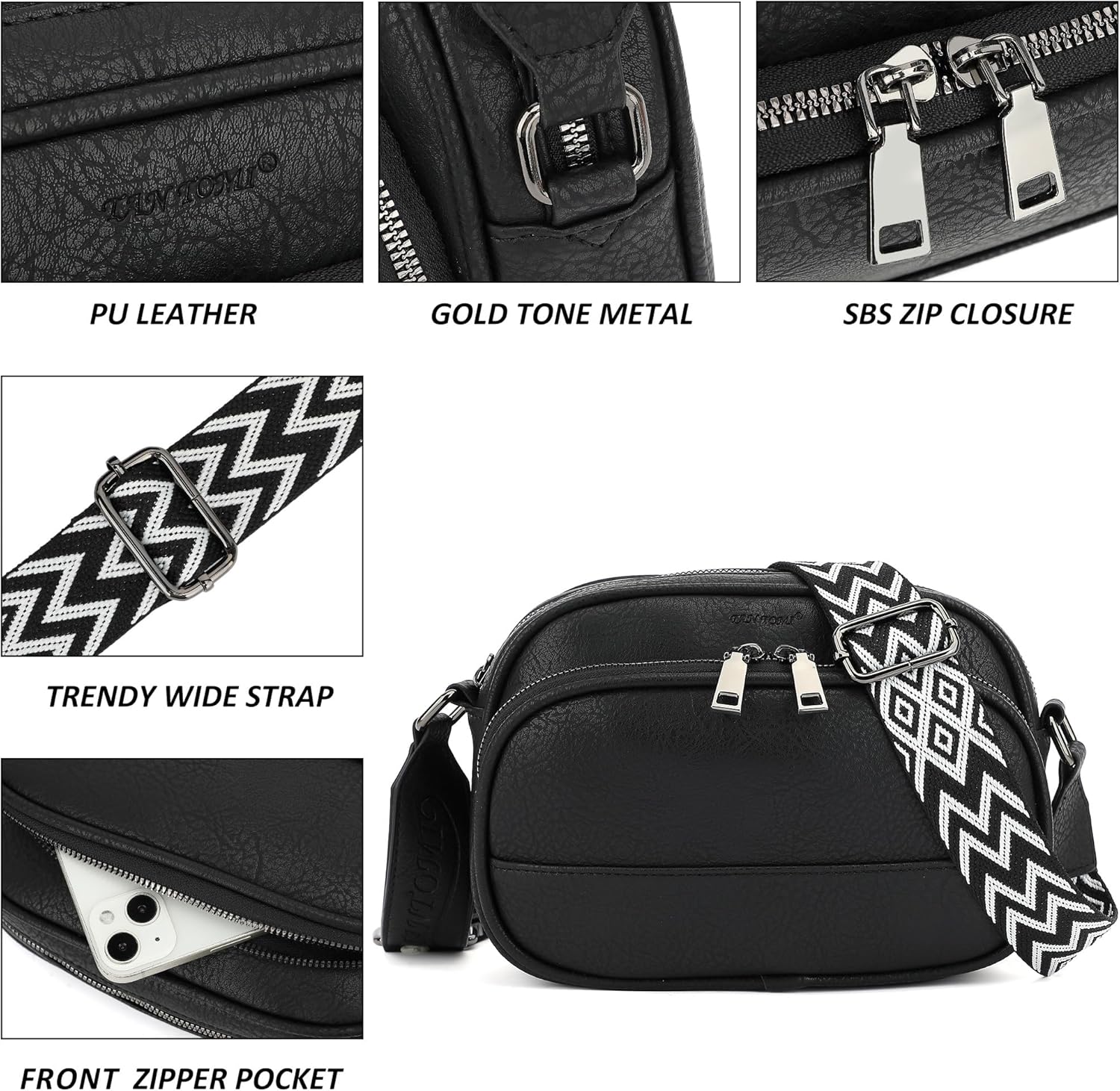 TANTOMI Crossbody Bags for Women Crossbody Purse Cross Body Shoulder Purse Trendy Vegan Leather with Wide Strap - Image 4