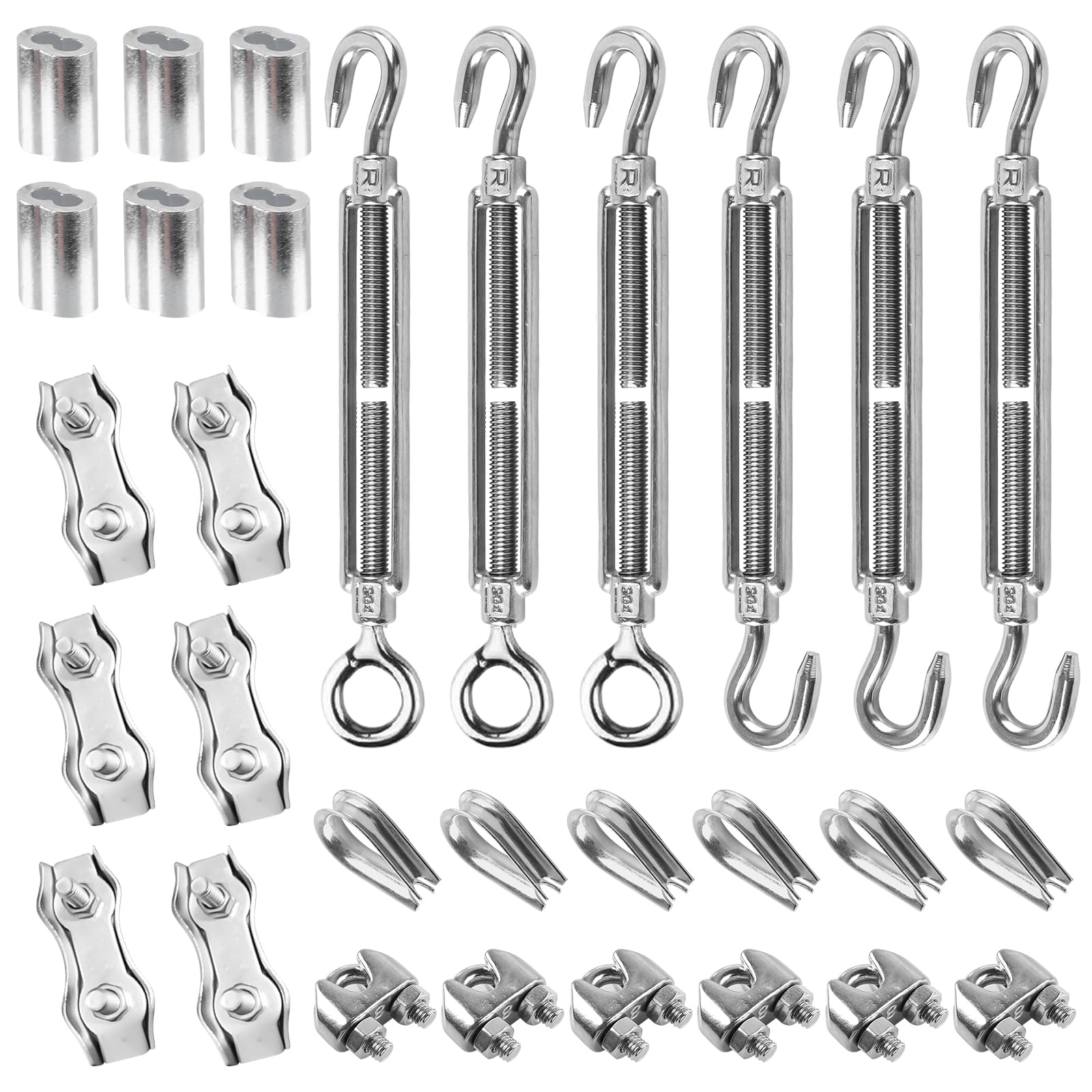 12 Stück M4 Seilspanner Edelstahl 304 – Für 3-4mm Drahtseile, Inkl. Werkzeug, Korrosionsfest, Für Geländer, Boote, Gartenzäune