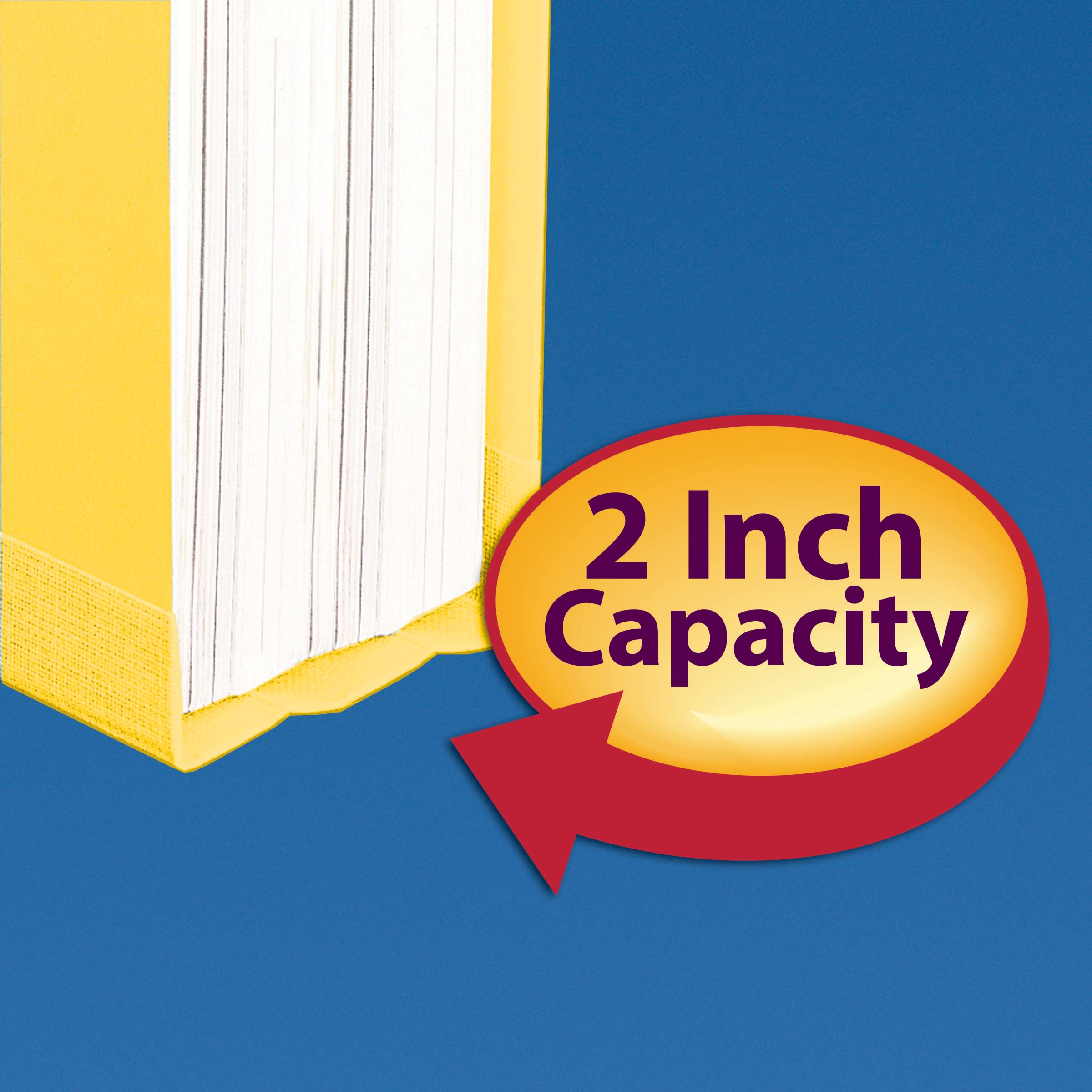 Smead Pressboard Fastener File Folder with SafeSHIELD Fasteners, 2 Fasteners, 1/3-Cut Tab, 2" Expansion, Letter Size, Yellow - Image 4
