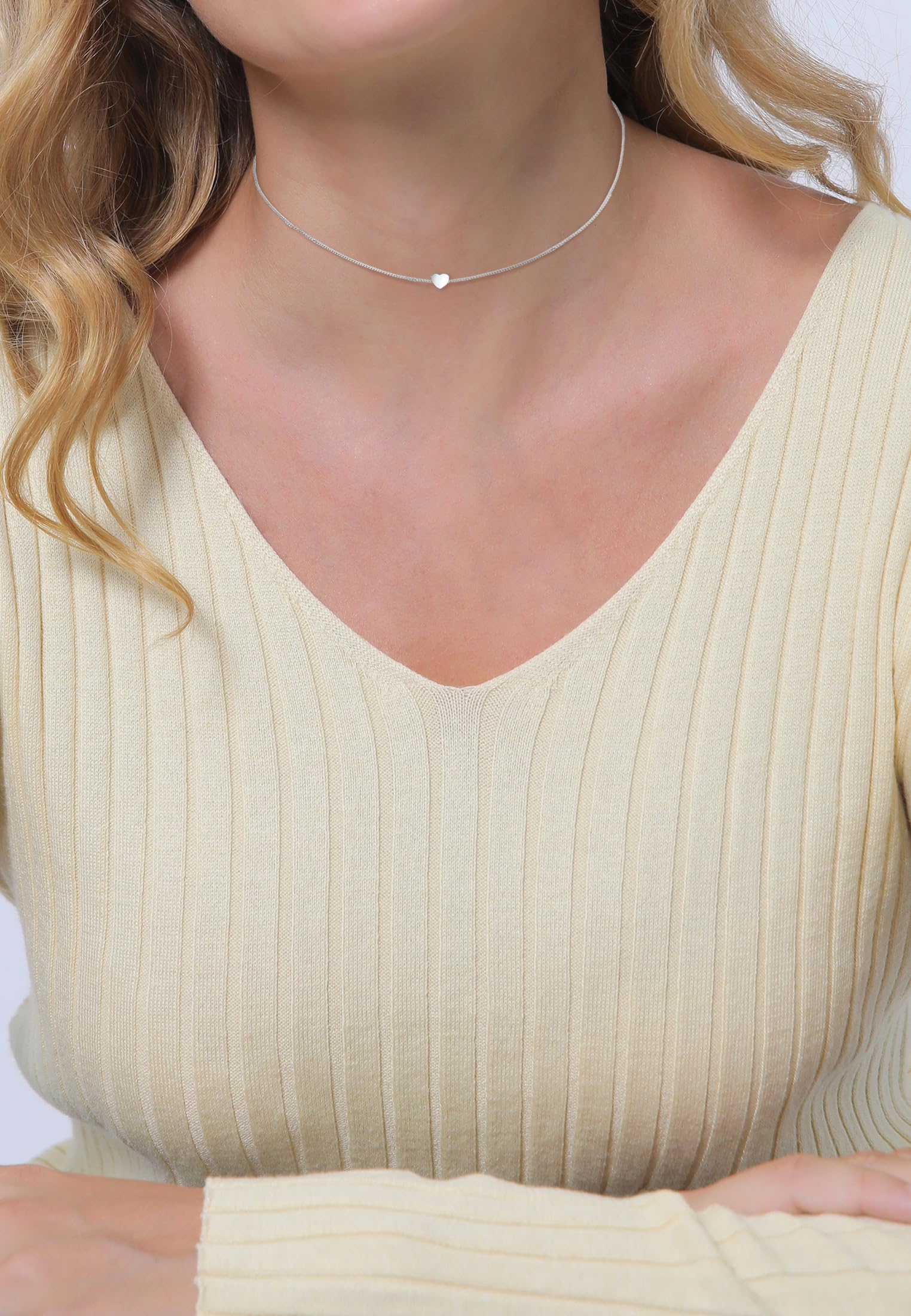Elli Naszyjnik damski choker serce wisiorek filigranowy ze srebra wysokiej próby 925
