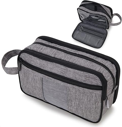 VONXURY - Neceser de aseo para mujer organizador de maquillaje de viaje con gancho para colgar bolsa de afeitar resistente al agua para hombres Gris