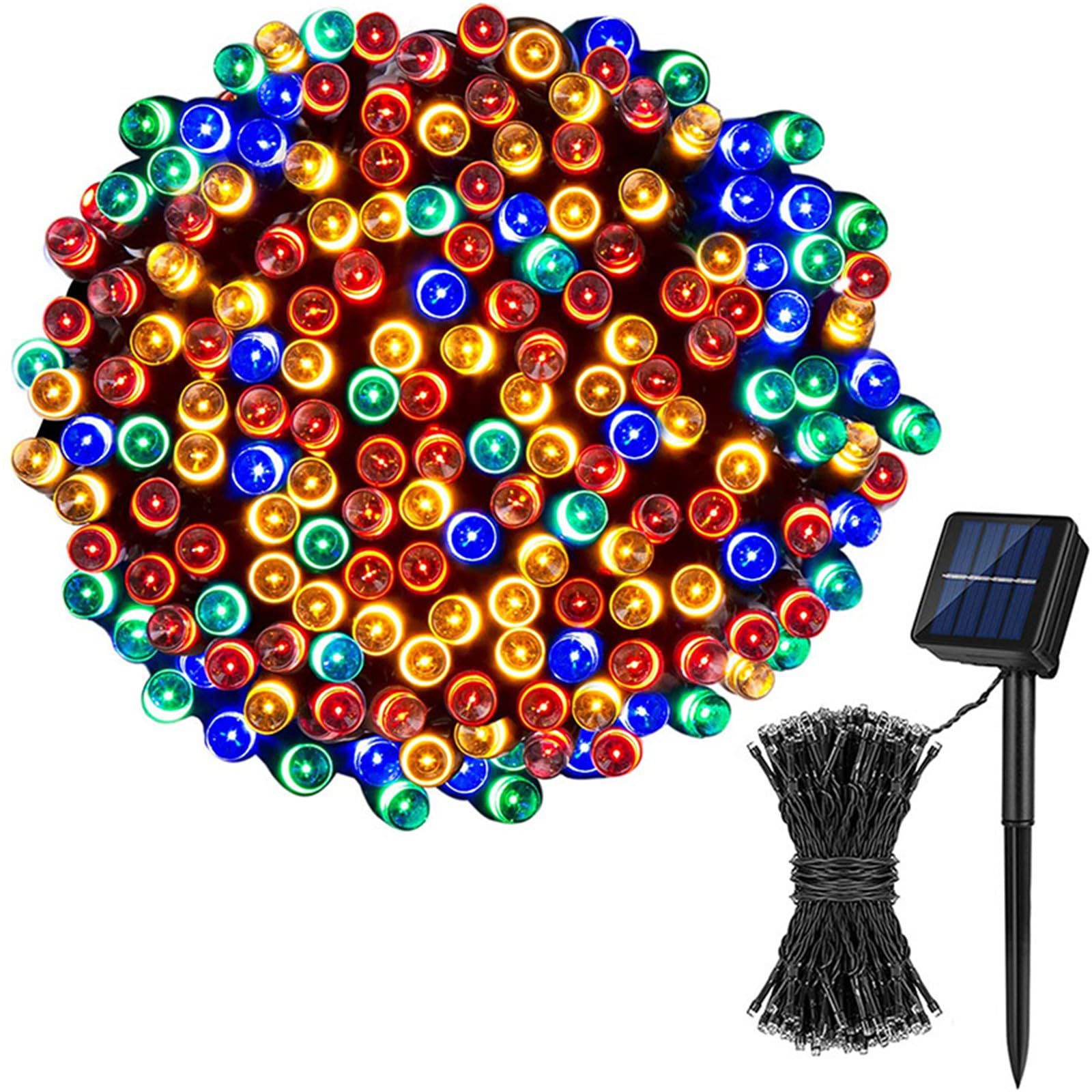 FANSU 6 Styles Beads LED Garden Lights, 8 Modes Indoor/Outdoor Solar String Lights, Solar Lights Outdoor Garden, for Patio Yard Home Christmas Parties Wedding Decorations (Colorful,7m/50 LED)