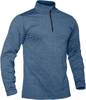 TACVASEN Men's Sports Shirts 1/4 Zip Long Sleeve Fleece Lined Running Workout Pullover Tops Sweatshirt