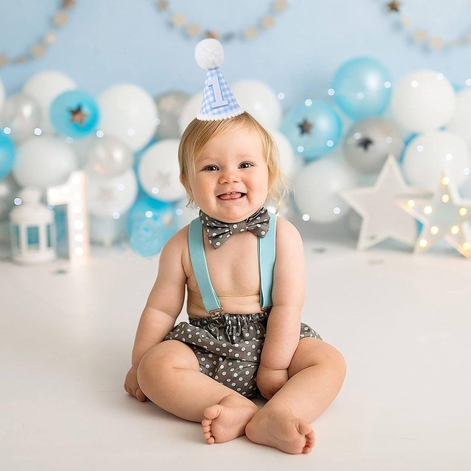 MAMUXI Gingham Party Hat for 1st Birthday Parties - Costume Headwear, Gingham Dog Birthday Hat - Image 4