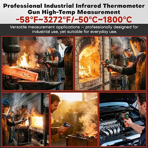 Miniatura 3 de 501 Infrared Thermometer Laser Temperature Gun -583272, Meat Food Pizza Oven Grill Thermometer for Griddle Accessories, Heat Gun for Cooking, HVAC,