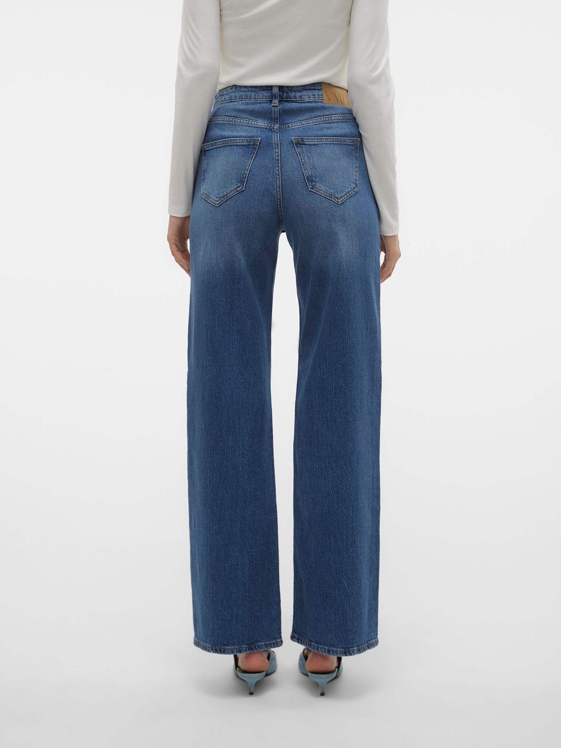 VERO MODA Jeans Wide Fit Extra Lungo, Gamba Larga e Vita Alta.