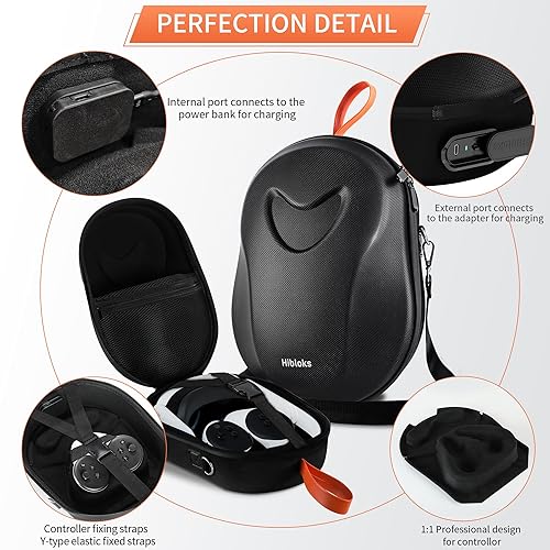 Miniatura 4 de RCGEEK HiBloks Carrying Case with Magnetic Charging Port for Meta Quest 3 Accessories, Hard Travel Case for Oculus Quest 3 All-in-One VR Headset and