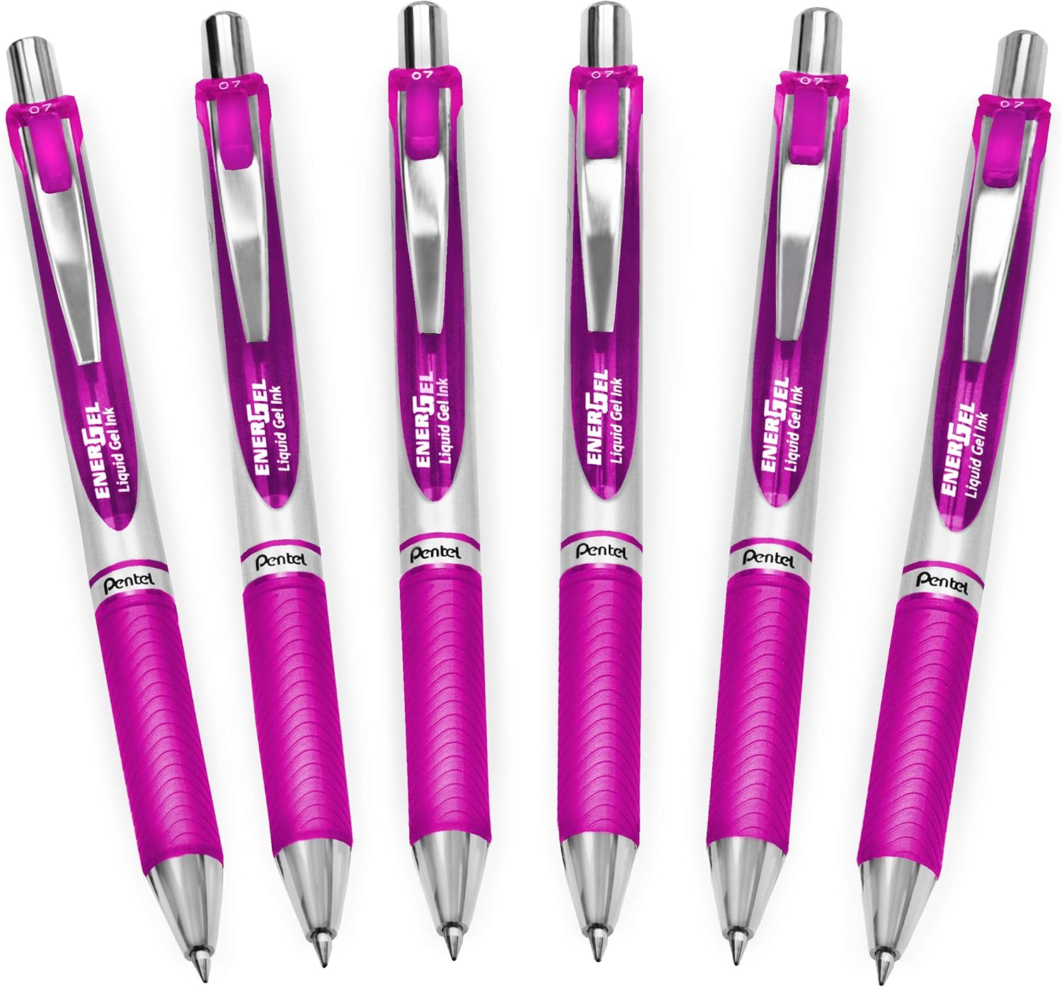 Pentel EnerGel XM BL77 - Retractable Liquid Gel Ink Pen - 0.7mm - 54% Recycled - Magenta - Pack of 6