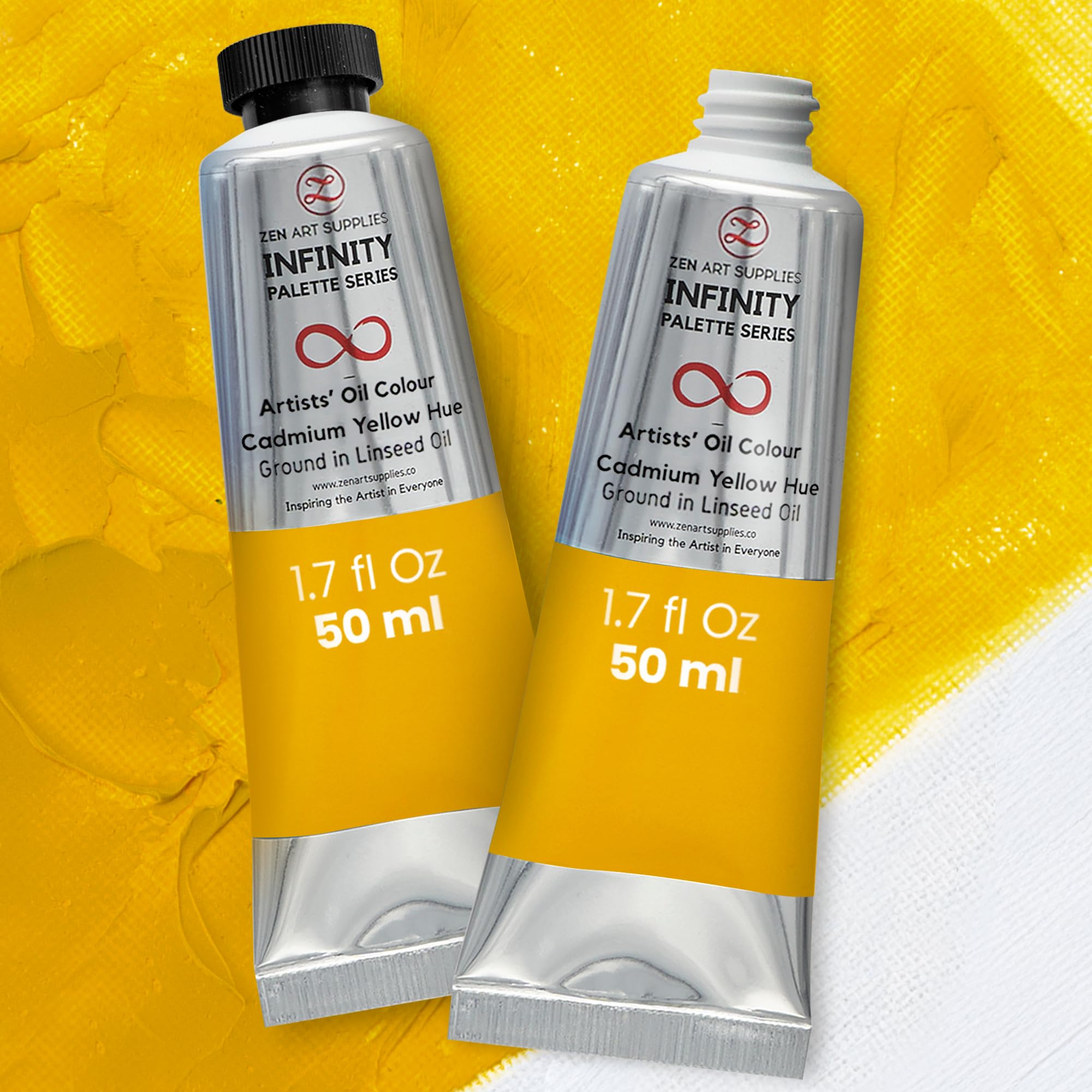 Zenart Supplies Cadmium Yellow Hue Zenart Oil Paint - | 2 X 50Ml Professional Artist Oil Paint Tubes | Rich Pigment, Smooth Texture, Non-Toxic | Ideal For Fine Art, Portraits, Landscapes