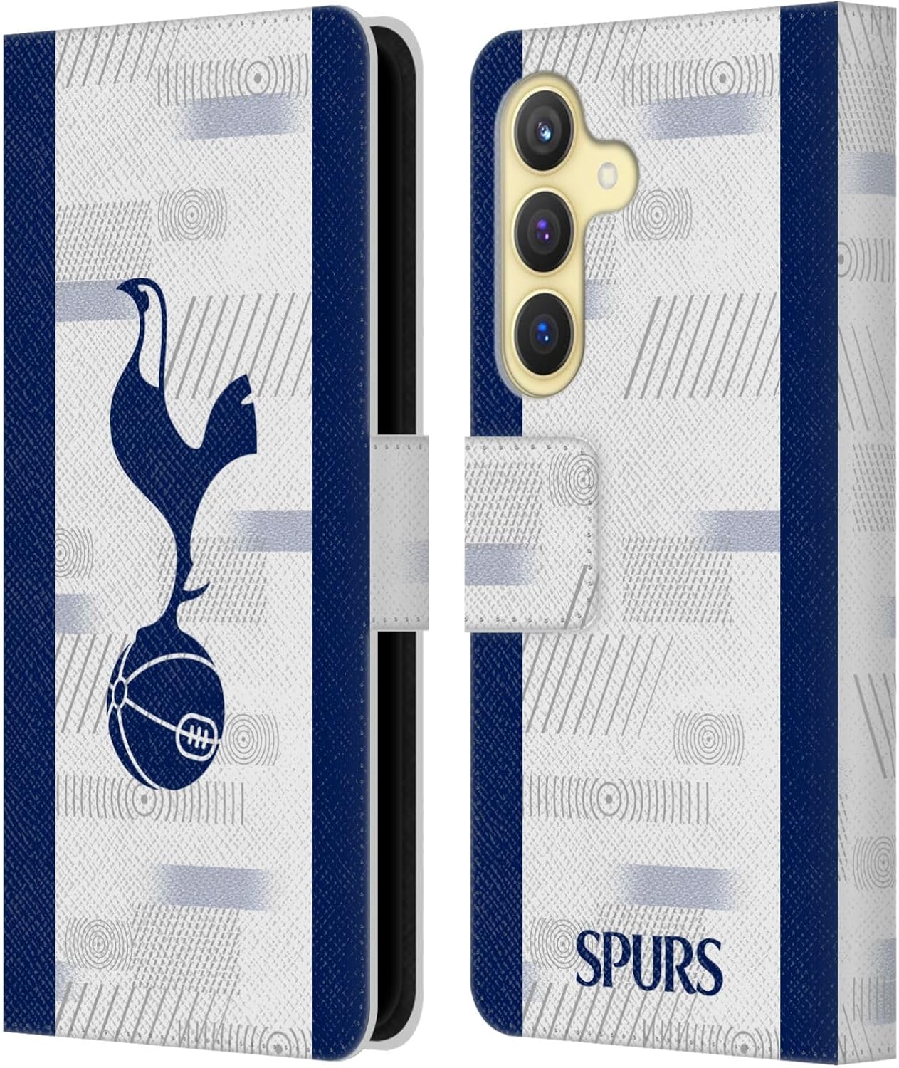 Head Case Designs Officially Licensed Tottenham Hotspur F.C. White 2023/24 Badge Leather Wallet Case Compatible with Samsung Galaxy S24 5G