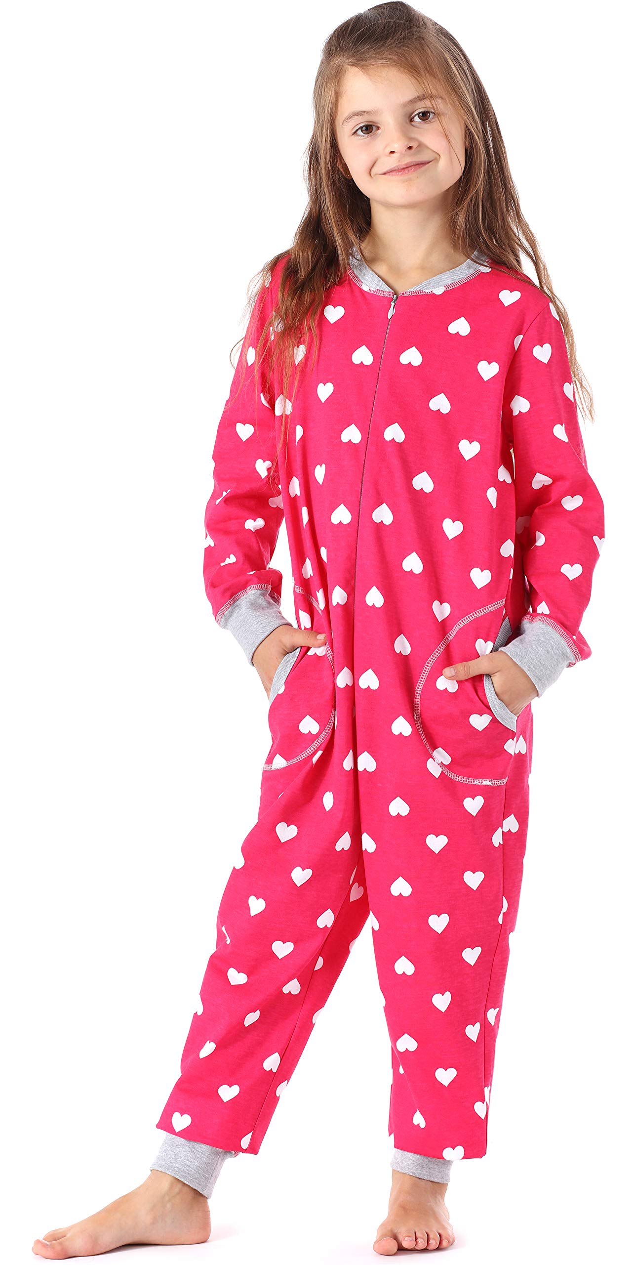 Merry Style Girls Sleeping Romper MS10-186 (PinkHeartsMelange, 122-128)