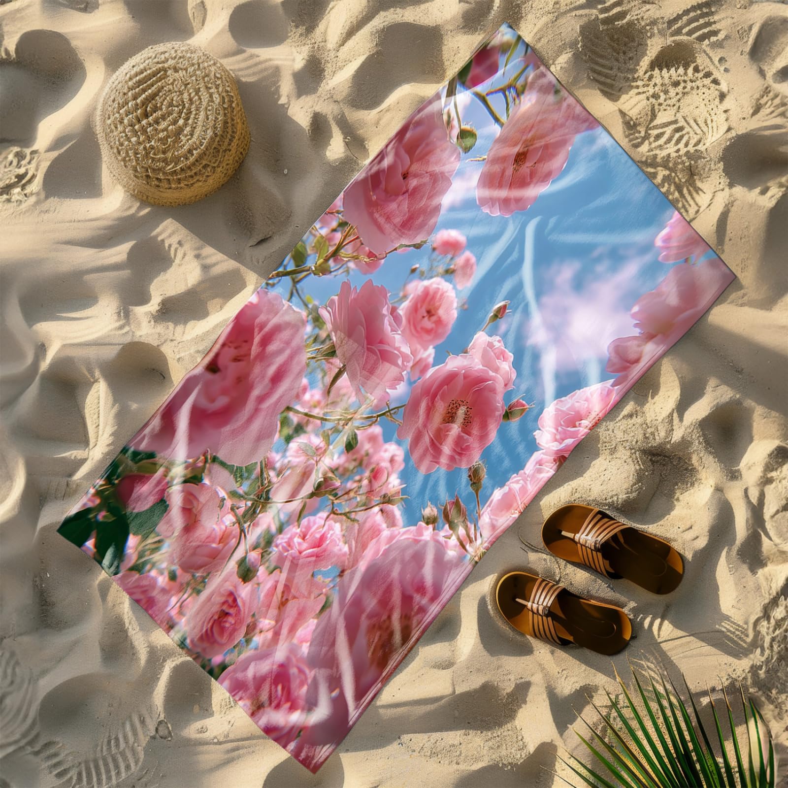 Genérico Toalla Playa 90X180 Flor Rosa