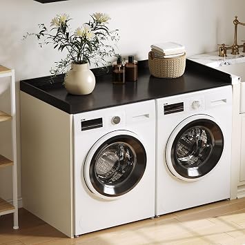 ChooChoo Washer Dryer Countertop, 1-Tier | Laundry Room Topper, Spacious Storage, For Folding Clothes & Efficient Organization, Black