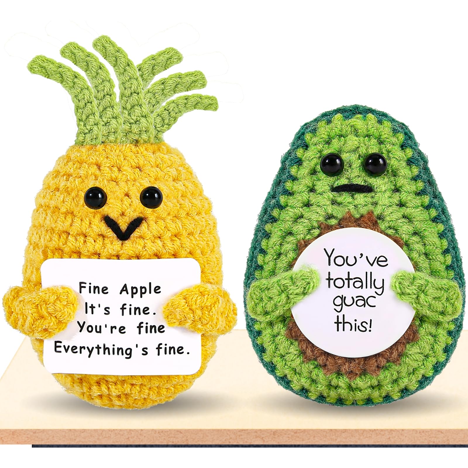 PinCute 2PCS Gifts for Dad Pineapple Avocado - Cute Stuff Funny Potato Crochet Kintted Doll Desk Decor - Cheer Up Gift for Women Fathers Day Birthday