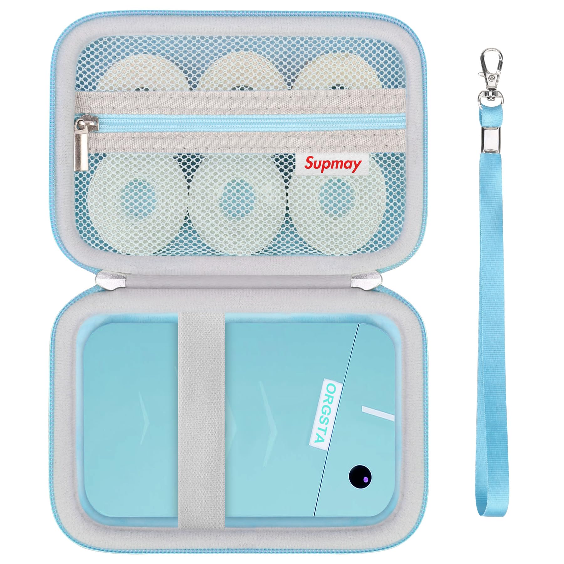 Supmay Carrying Case for ORGSTA S001 / for ORGBRO X1 Label Maker Machine, Portable Bluetooth Label Printer Storage Holder Bag with Mesh Pocket for Roll Label Maker Tapes, Typ-C Cable, Blue — image 1