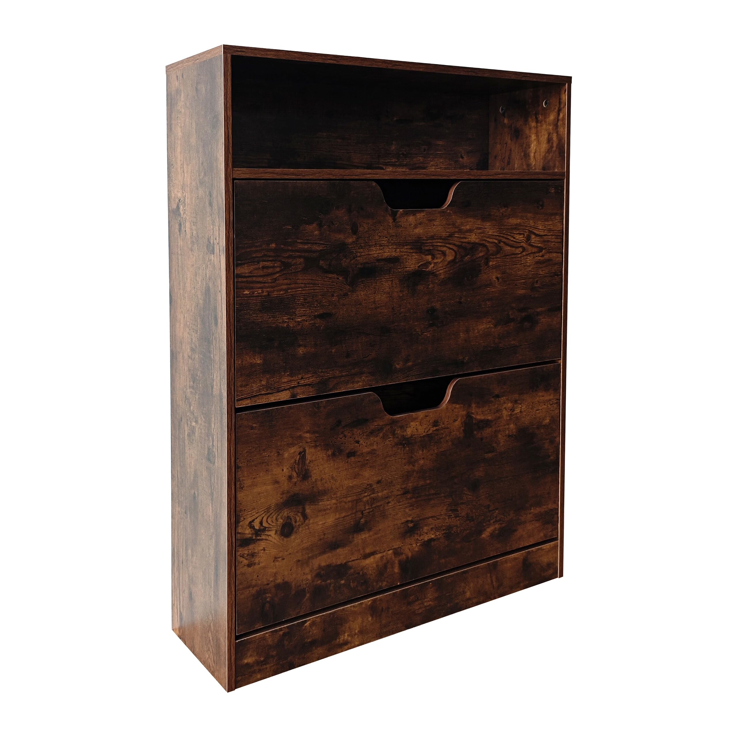 Relaxdays Scarpiera, HBT: 102x80x24 cm, 12 Paia, 2 ribalte, Ingresso, Stretta, Moderna, Marrone