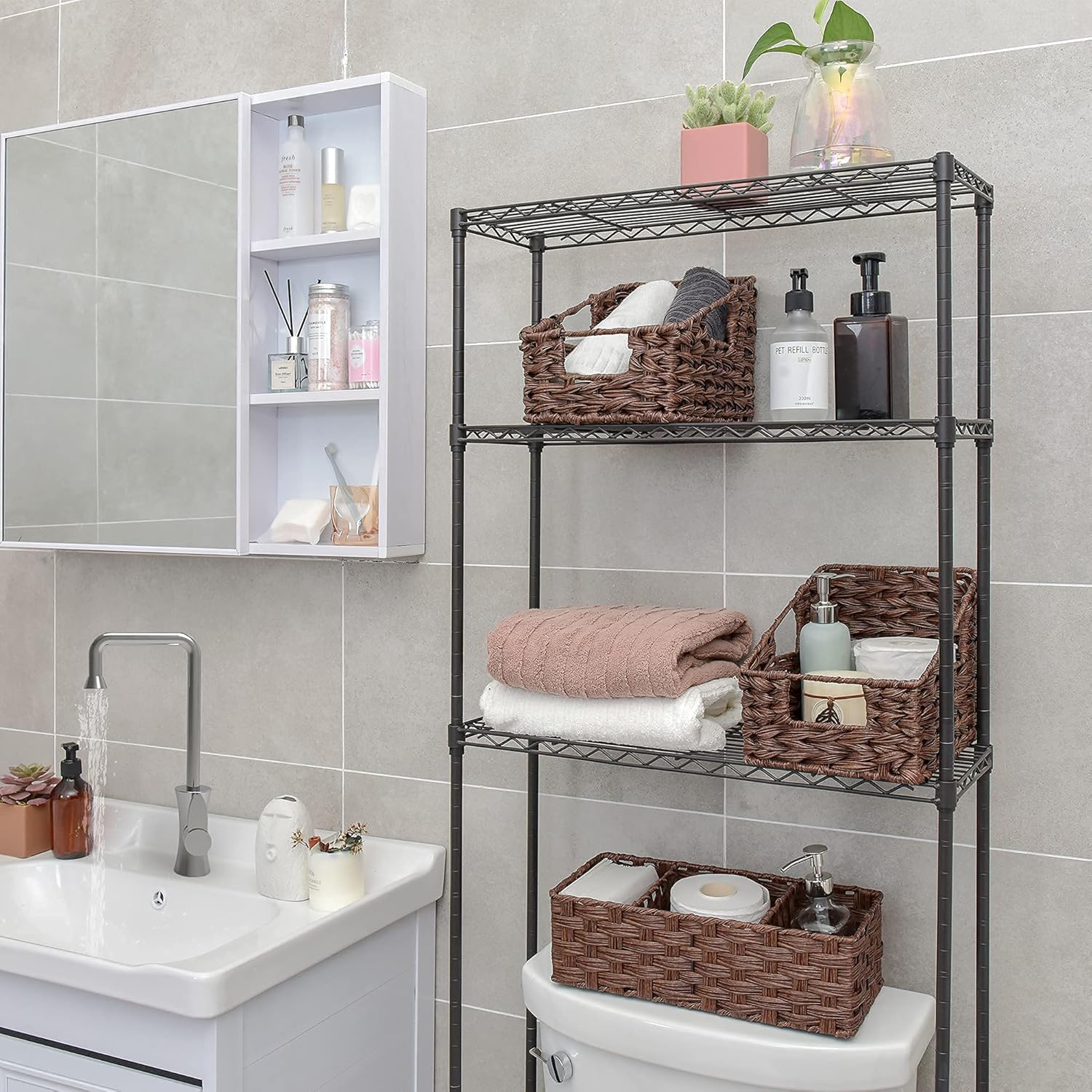 GRANNY SAYS Bundle of 3 Sets Wicker Storage Baskets for Organizing Home