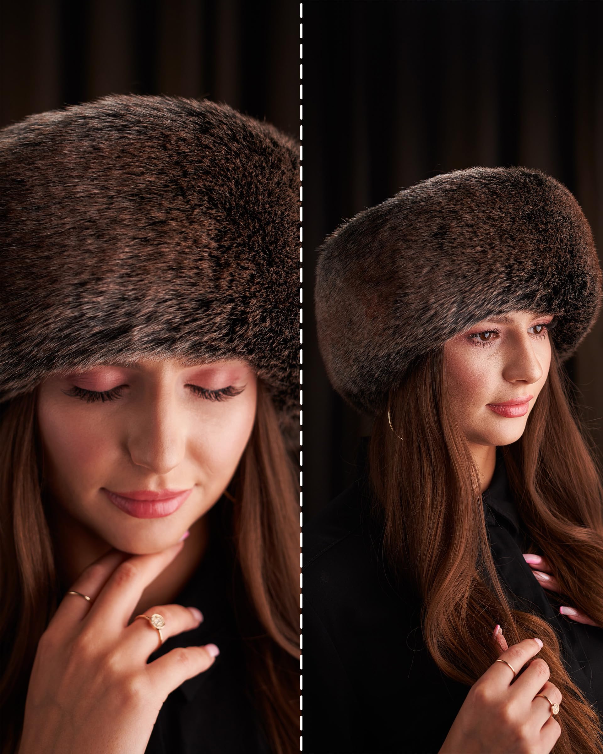 Faux Fur Headband - Winter Ear Warmer - Fleece Lined - XS Futrzane Modern Headband - Ladies Winter Fur Headbands  main image 4