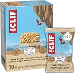 Barres Énergétiques CLIF BAR, Chocolat Blanc et Noix de Macadamia, Barre Granola, Riche en protéines, Contient 70% d'ingrédients biologiques, 680 g (Paquet de 10)