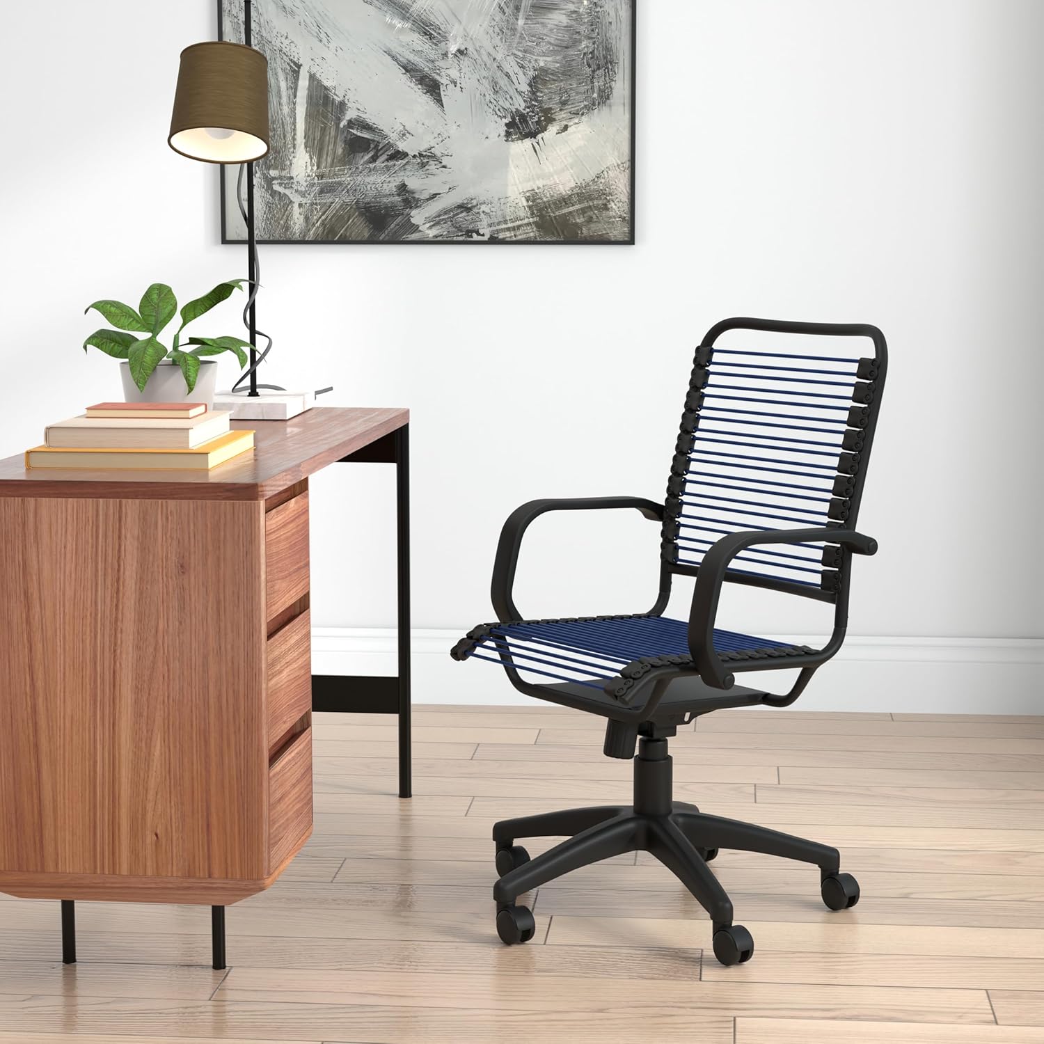Euro Style Bradley Bungie Office Chair | Two-Lock Tilt with 360° Swivel | Adjustable Height | Blends Functionality for Home and Business Needs | Blue with Graphite Frame and Black Base