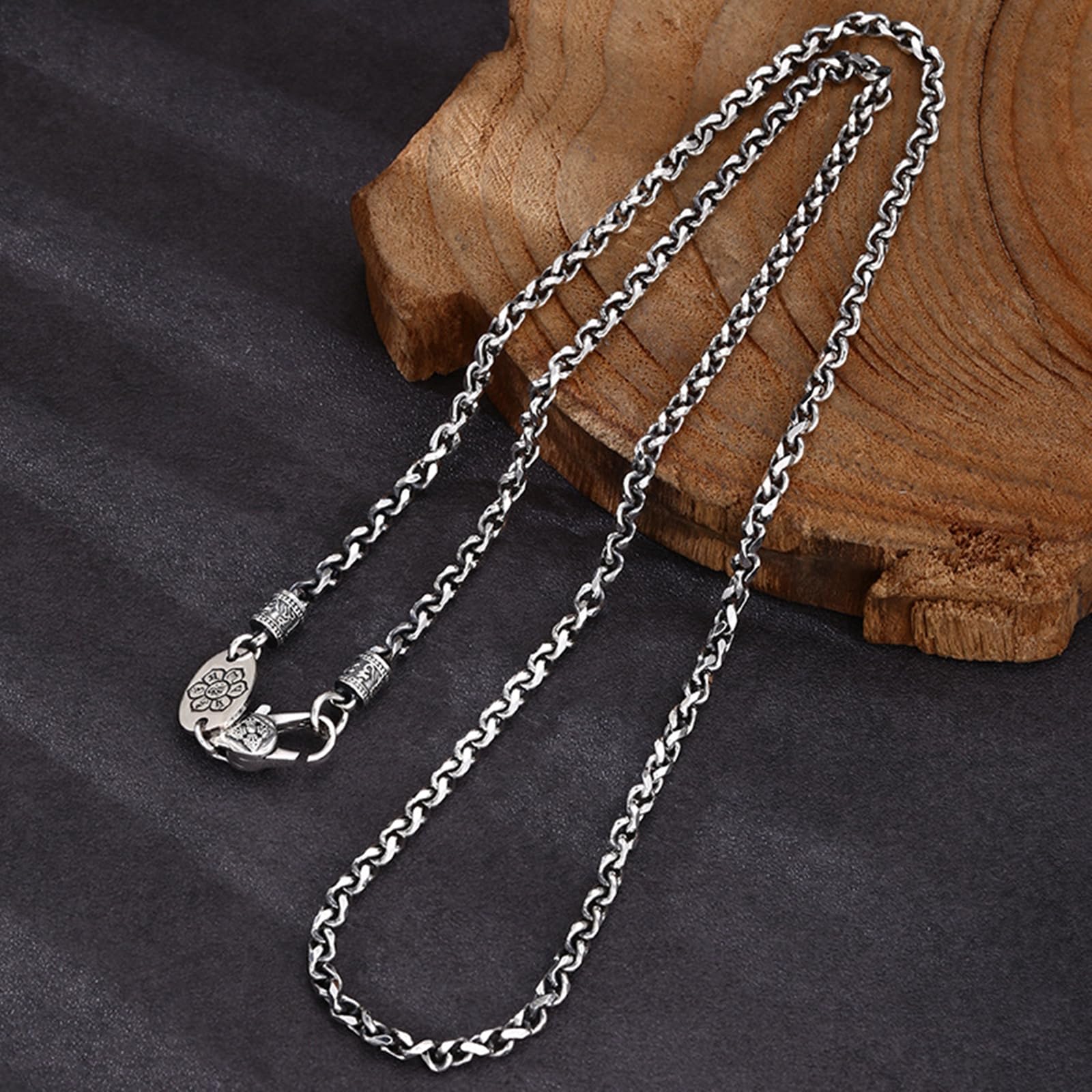 Collane Argento Uomo Donna 925 Catena Collana Argento Sterling | Collana Motivo Intrecciato Vintage Largo 3MM Collane per Uomo e Donna Argento Gioielli