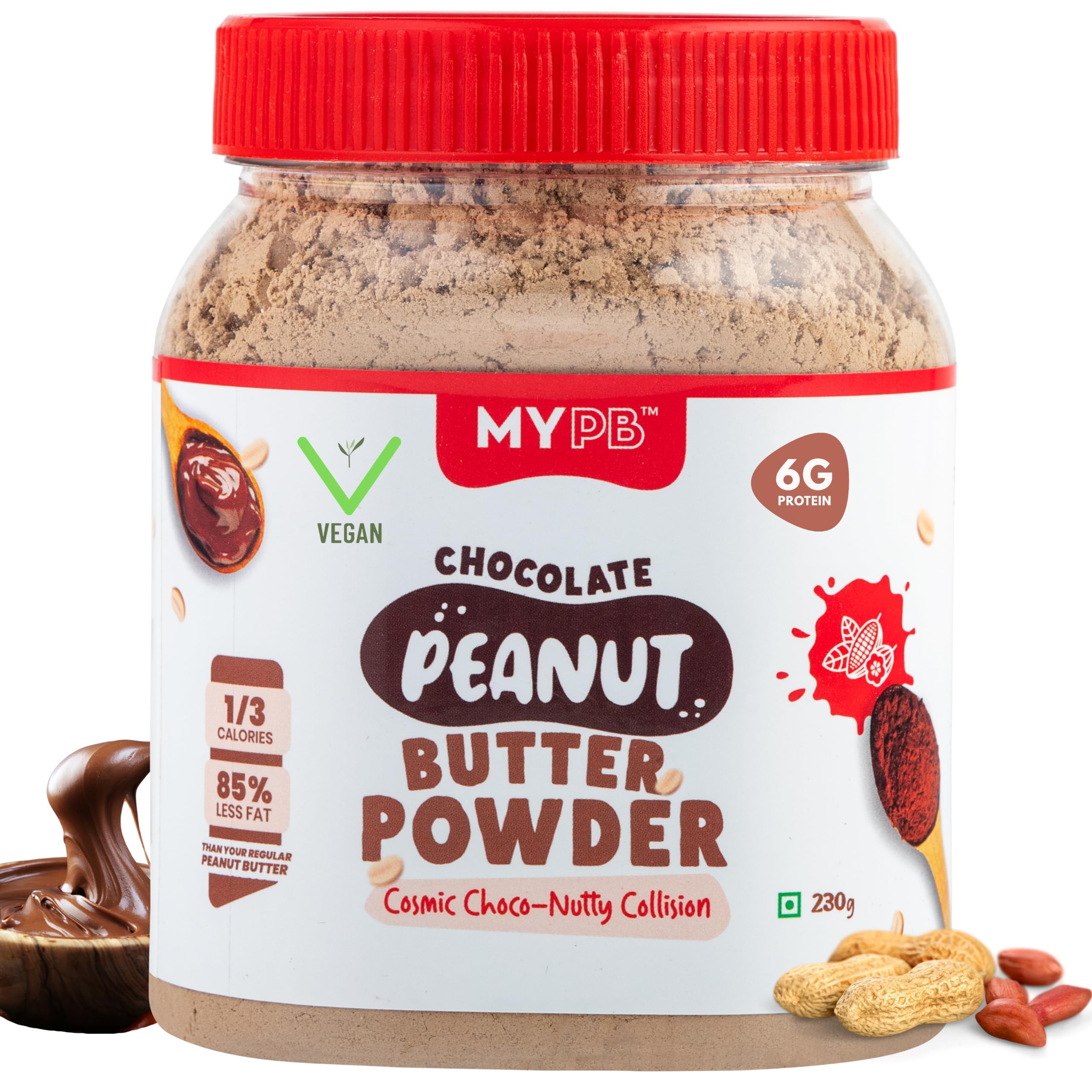 MYPB - Chocolate Peanut Butter Powder | 36g Protein | Natural | 230g - Makes 2X With Water | Gluten Free Chocolate Spread | Best Alternative to Traditional Peanut Butter |-image-48