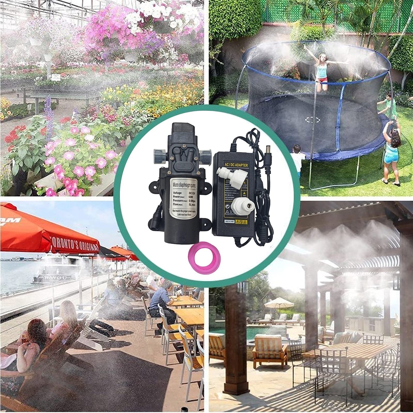 Kit de Sistema de Enfriamiento por Nebulización con Bomba, Sistema de Nebulizacion para Exteriores Terrazas Jardín Patio, Kits de Riego por Goteo para Césped, Flor, Invernadero (Size : 15m/49.2ft)