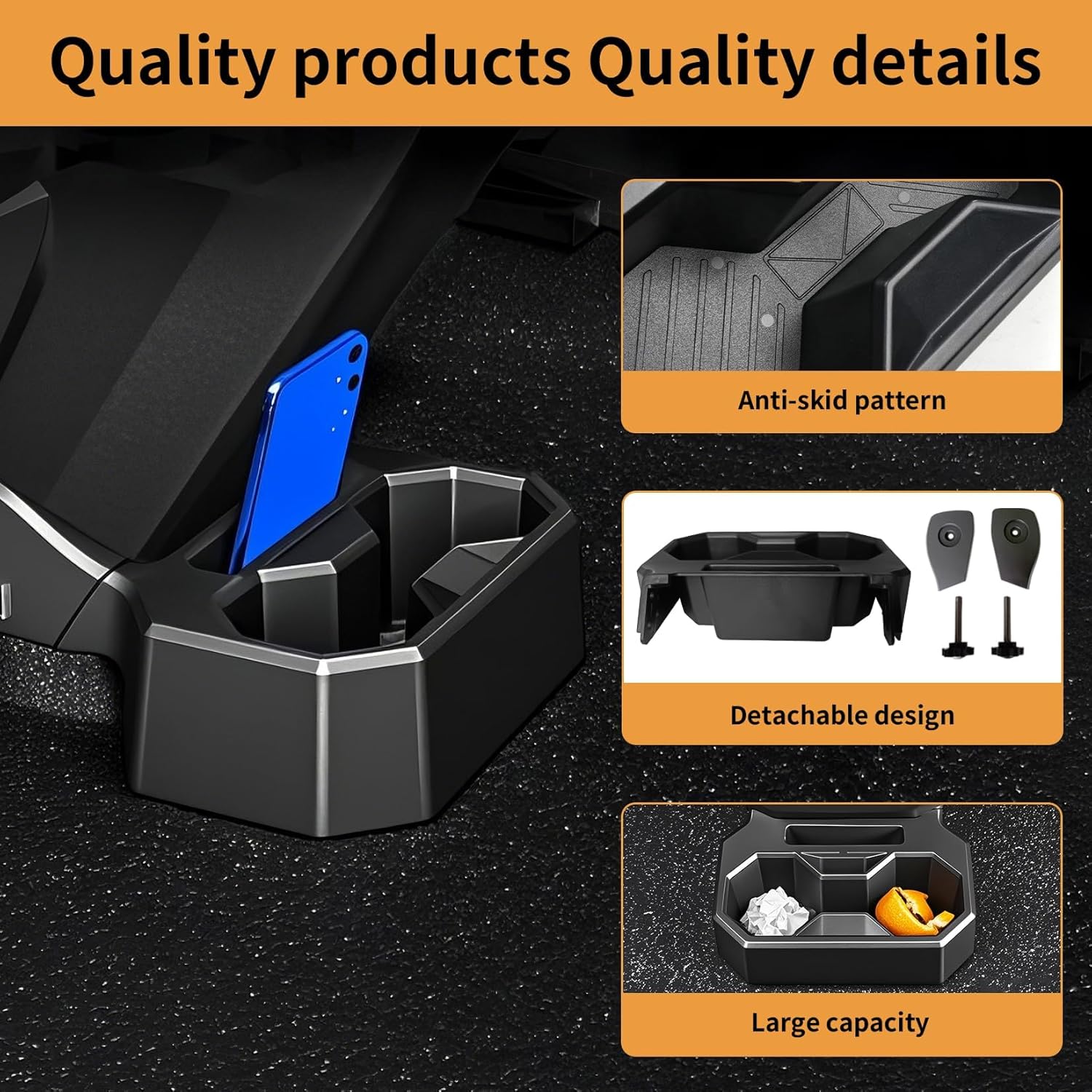 Backseat Floor Cup Holder Compatible with Chevrolet/Chevy Trax 2024 2025 Console Mounted Drink Holder Rear Storage Organizer Interior Accessories