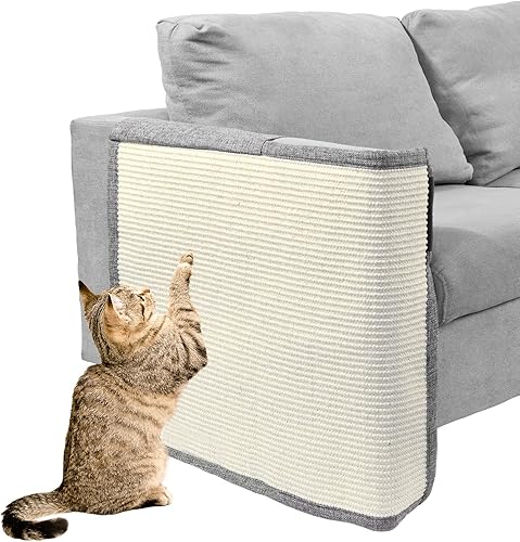 Protector de sofá contra arañazos de gato con sisal natural para proteger sofá, sillón, muebles, protector de sofá contra garras de gato 23.6"