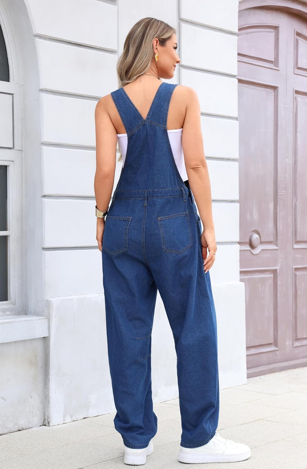 Women Oversized Adjustable Strap Denim Bib Overalls Jeans Pants Baggy Rompers Jumpsuits with Pockets - Image 4