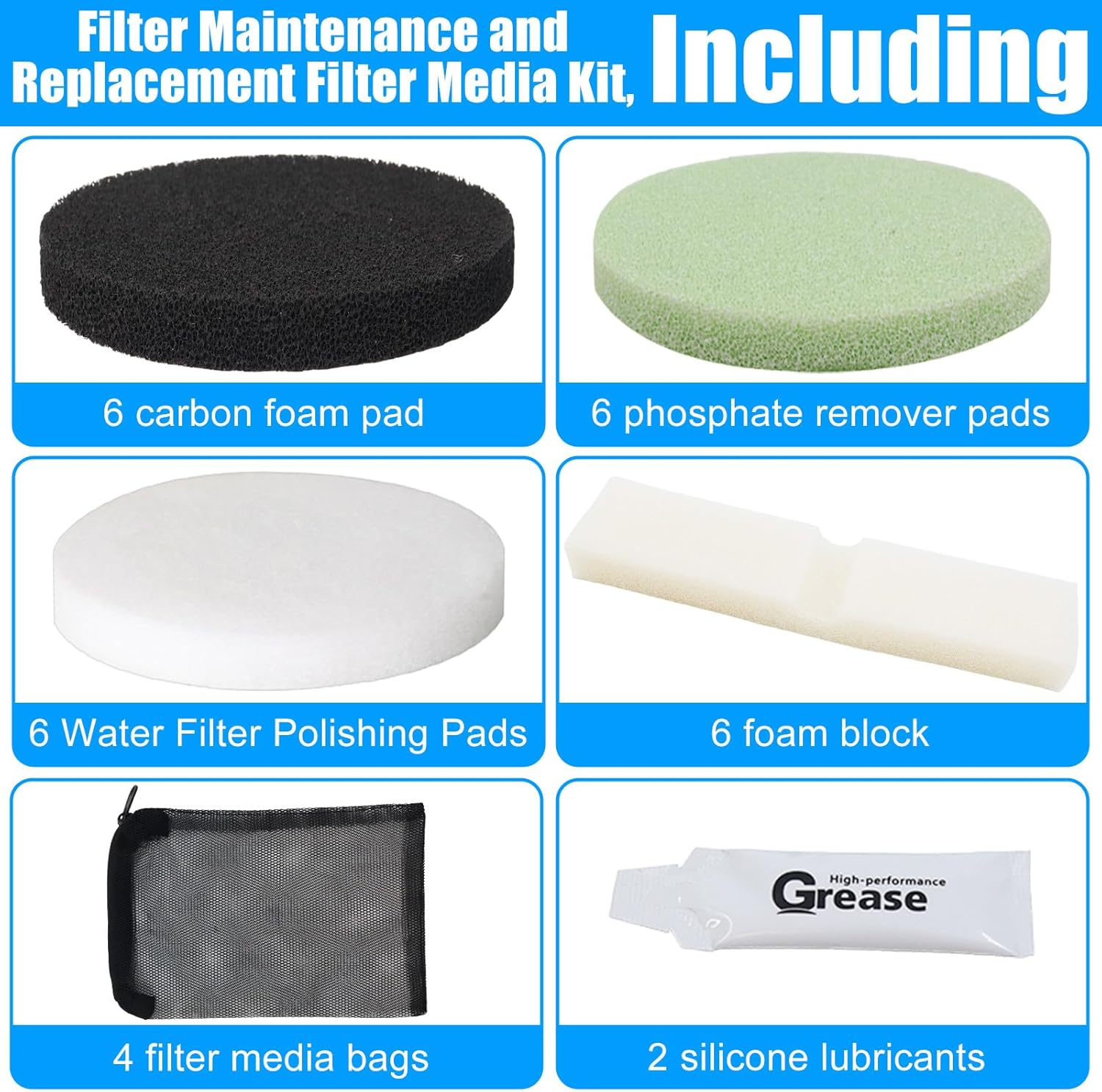 30pcs FX4 Canister Filter Media Replacement Kit Compatible with Fluval Fx4 Fx5 Fx6 Include Carbon Foam Filter Pads, Foam Block,Aquarium Maintenance Quick Clear/Water Polishing Pads