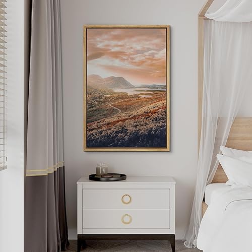 Vista 227 de SIGNFORD Lienzo enmarcado para pared, tren de montaña de otoño, vías de ferrocarril, naturaleza, desierto, fotografía, realismo, paisaje decorativo