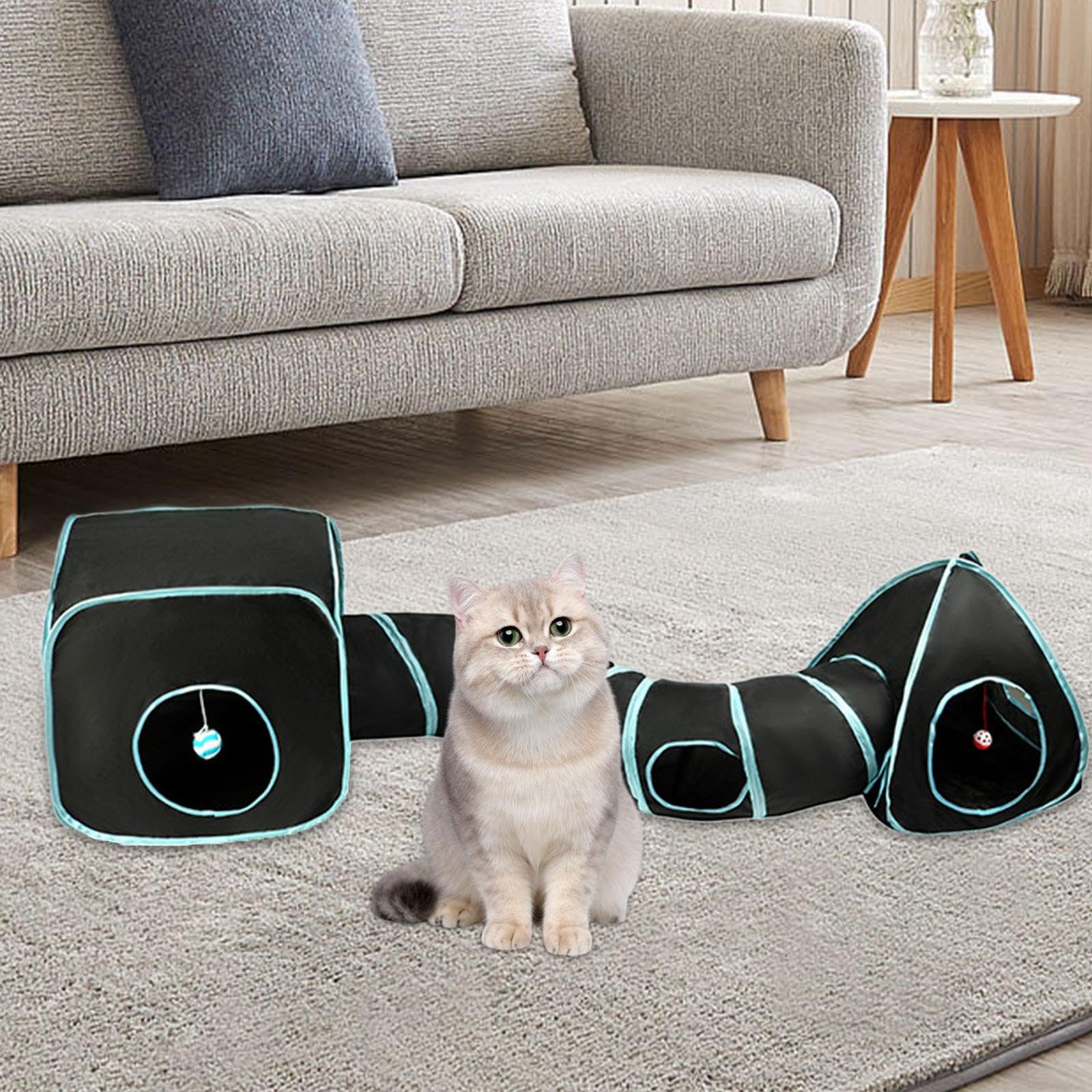 Tubo de para Gato para Interior, Jaula para Ejercicio, Casa, Gato, de Juguete, de Conejo, Juguetes para Correr, Perros, Conejos Y Ga, Negro