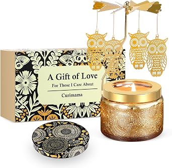 Owl Rotating Scented Candle Gifts for Women Mum Sister Birthday